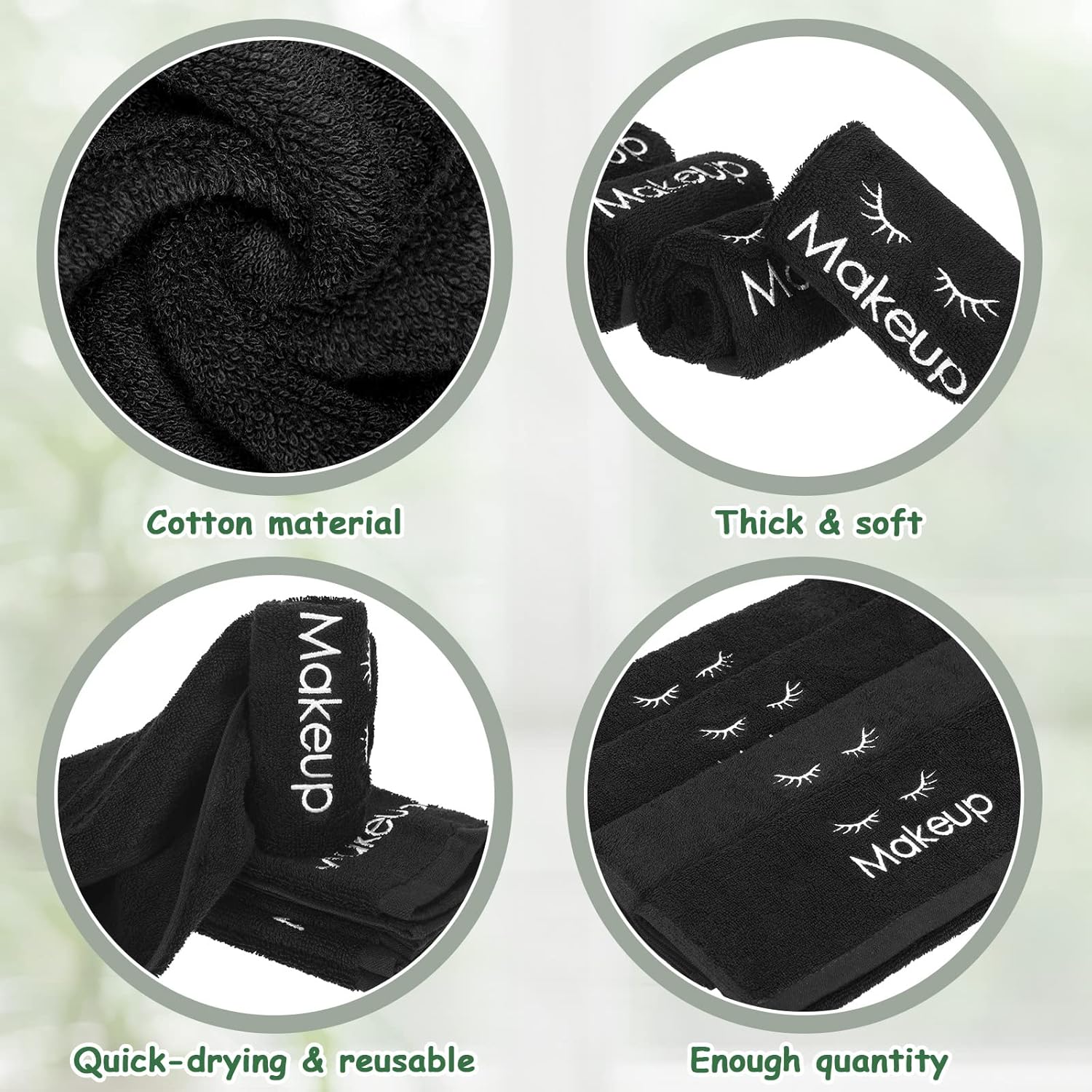 Shimeyao 6 paños de maquillaje reutilizables de 13 x 13 pulgadas, paños de limpieza facial, toallas de algodón para cosméticos, toallas de