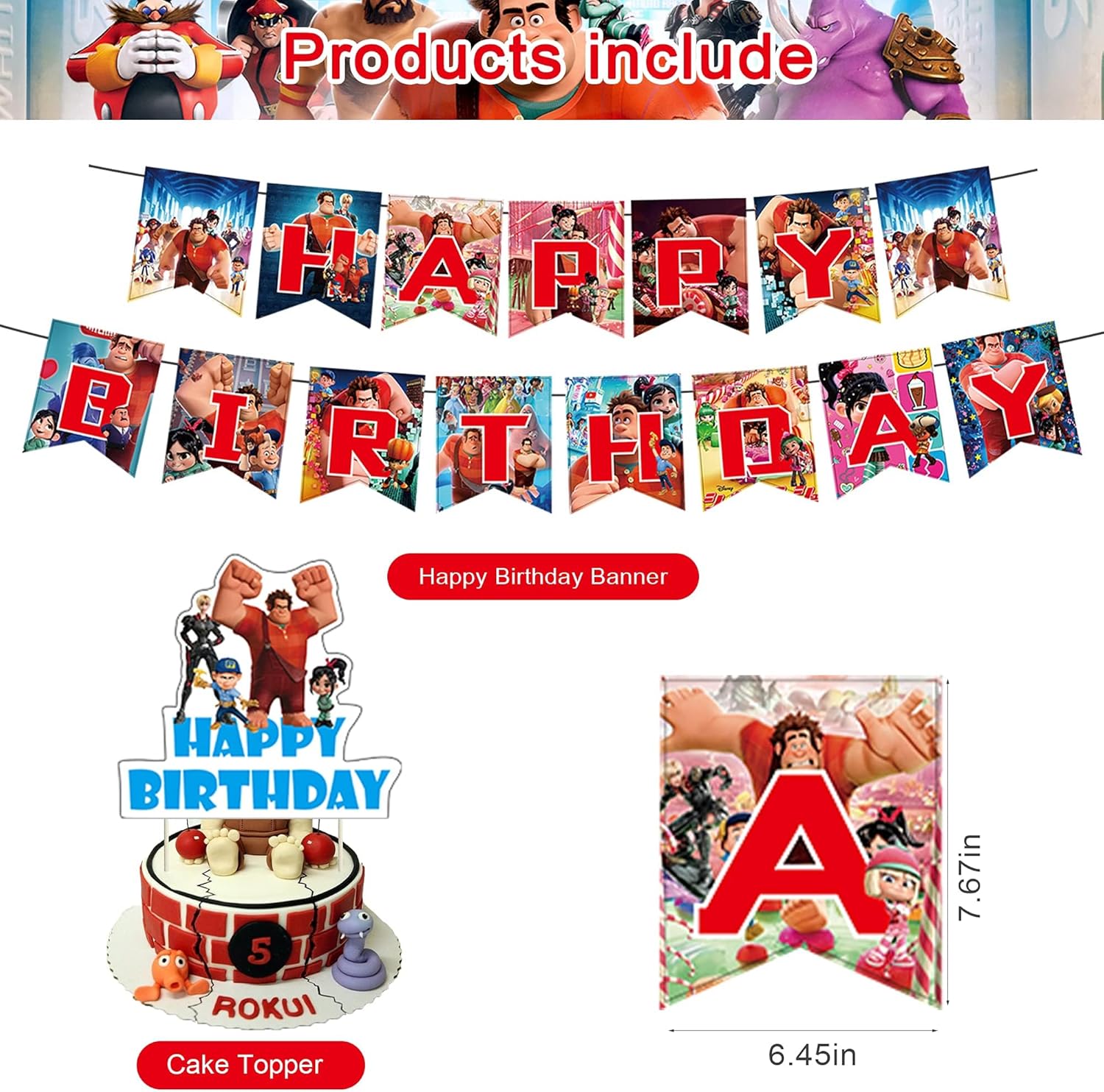 Wreck it Ralph – Suministros de fiesta de cumpleaños, Wreck-It Ralph 2, decoraciones de fiesta de Wreck-It Ralph para niños, recuerdos de fiesta de
