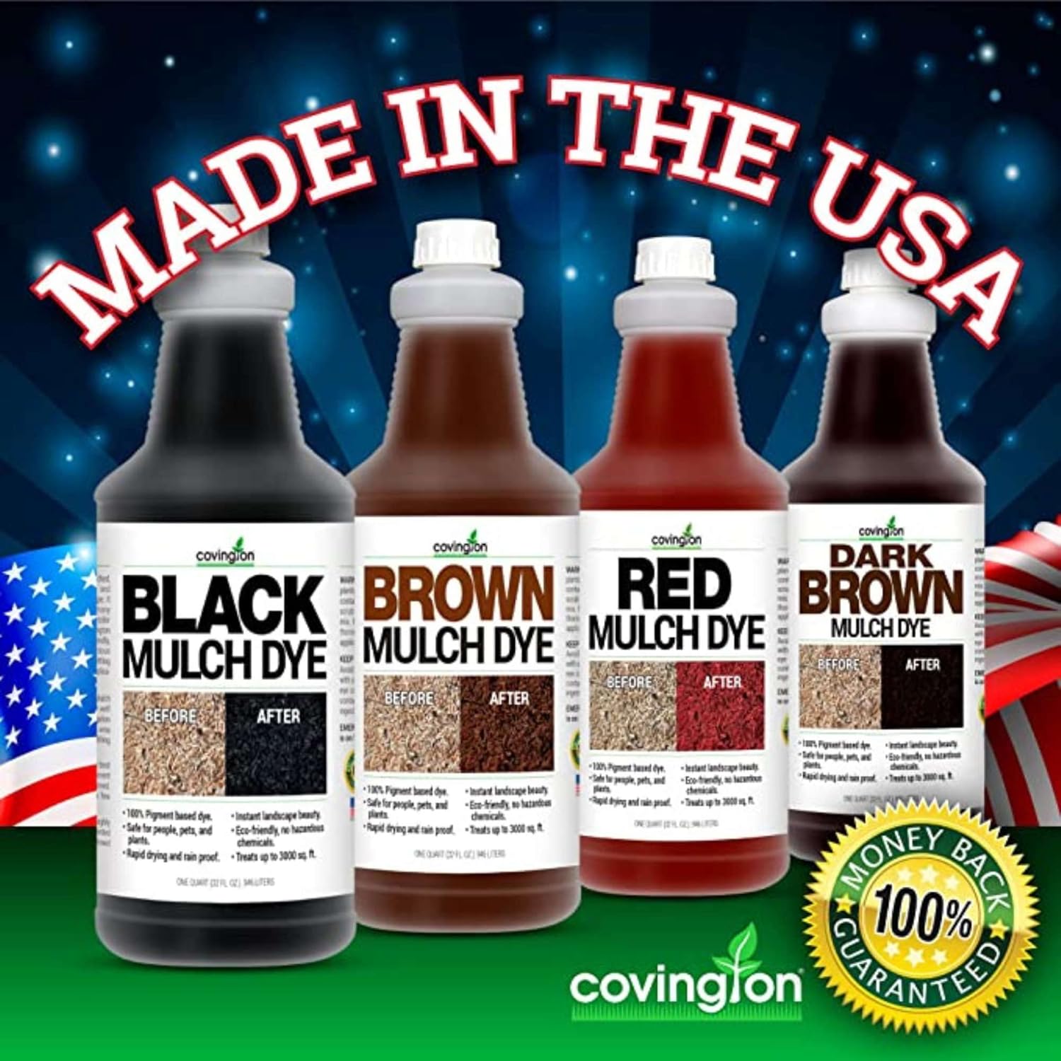 Covington Tinte de mantillo marrón oscuro para paisajismo, concentrado en aerosol de mantillo marrón oscuro intenso, solo mezcla con agua y rocía