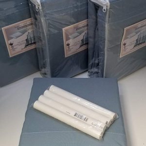 Juego de sábanas ultrasuaves de 4 piezas para cama de agua, bastones de estancia libre, color sólido con bordado (King, azul pizarra) Juego de sábanas ultrasuaves de 4 piezas para cama de agua, bastones de estancia libre, color sólido con bordado (King, azul pizarra)