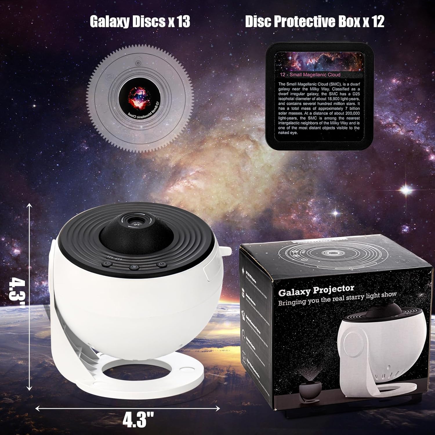 Proyector de planetario, proyector de galaxia, proyector de estrellas, luz de galaxia con 13 discos de galaxia reemplazables, proyector de cielo