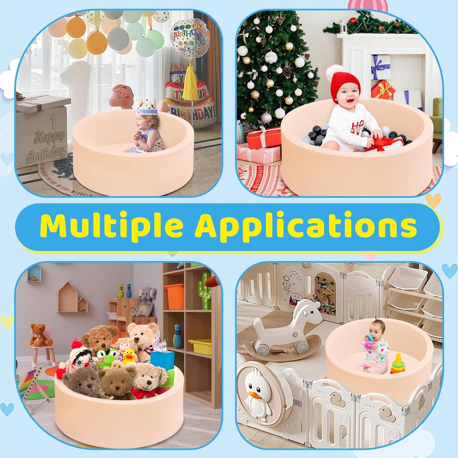 Pelotas redondas suaves de espuma viscoelástica no incluidas, corralito para interiores y exteriores, para bebés y niños pequeños, para niñas y