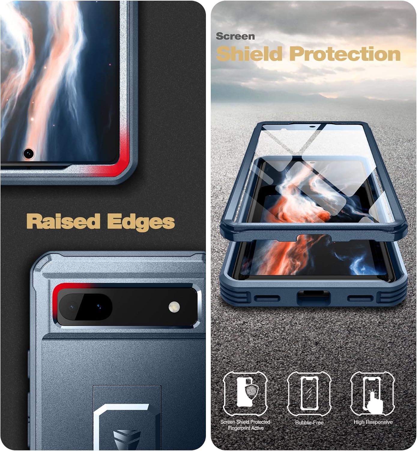Dexnor Funda de cuerpo completo para Google Pixel 6A, protector de pantalla y soporte integrados resistente protección de grado militar a prueba de