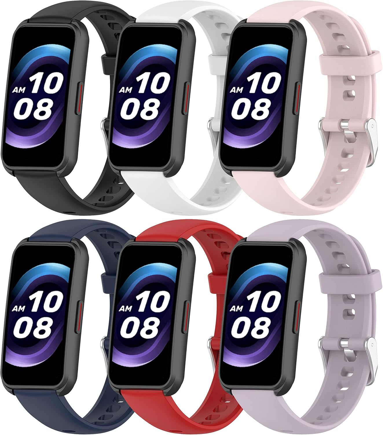 FITVII HM08 – Paquete de 6 pulseras deportivas compatibles con FITVIIKALINCO Slim Fitness Tracker de 1.47 pulgadas de 0.630 in, de repuesto,