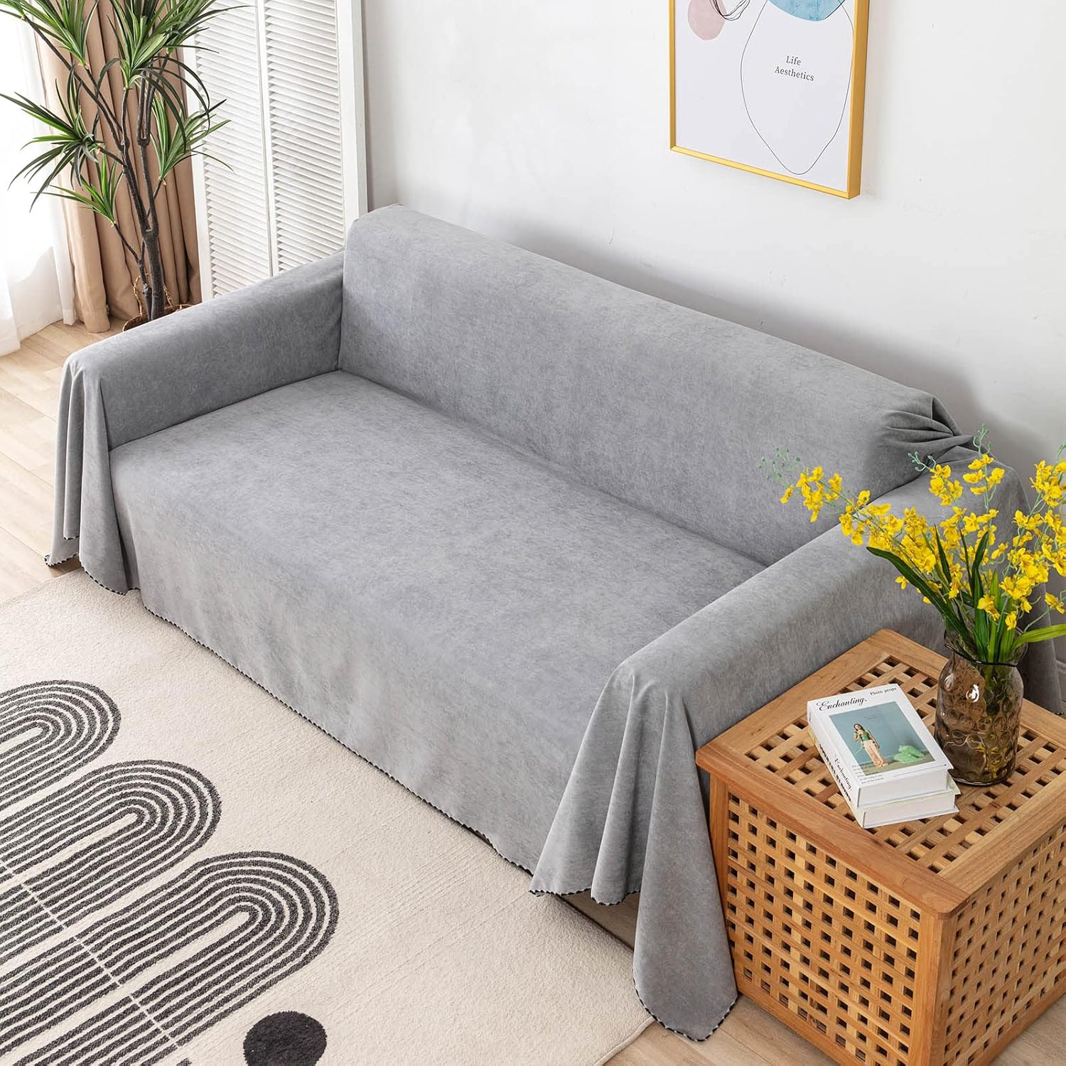 Foreate Funda de sofá impermeable para sofá seccional, manta  Protector de muebles contra arañazos para gatos, protector de sofá para perro, lavable