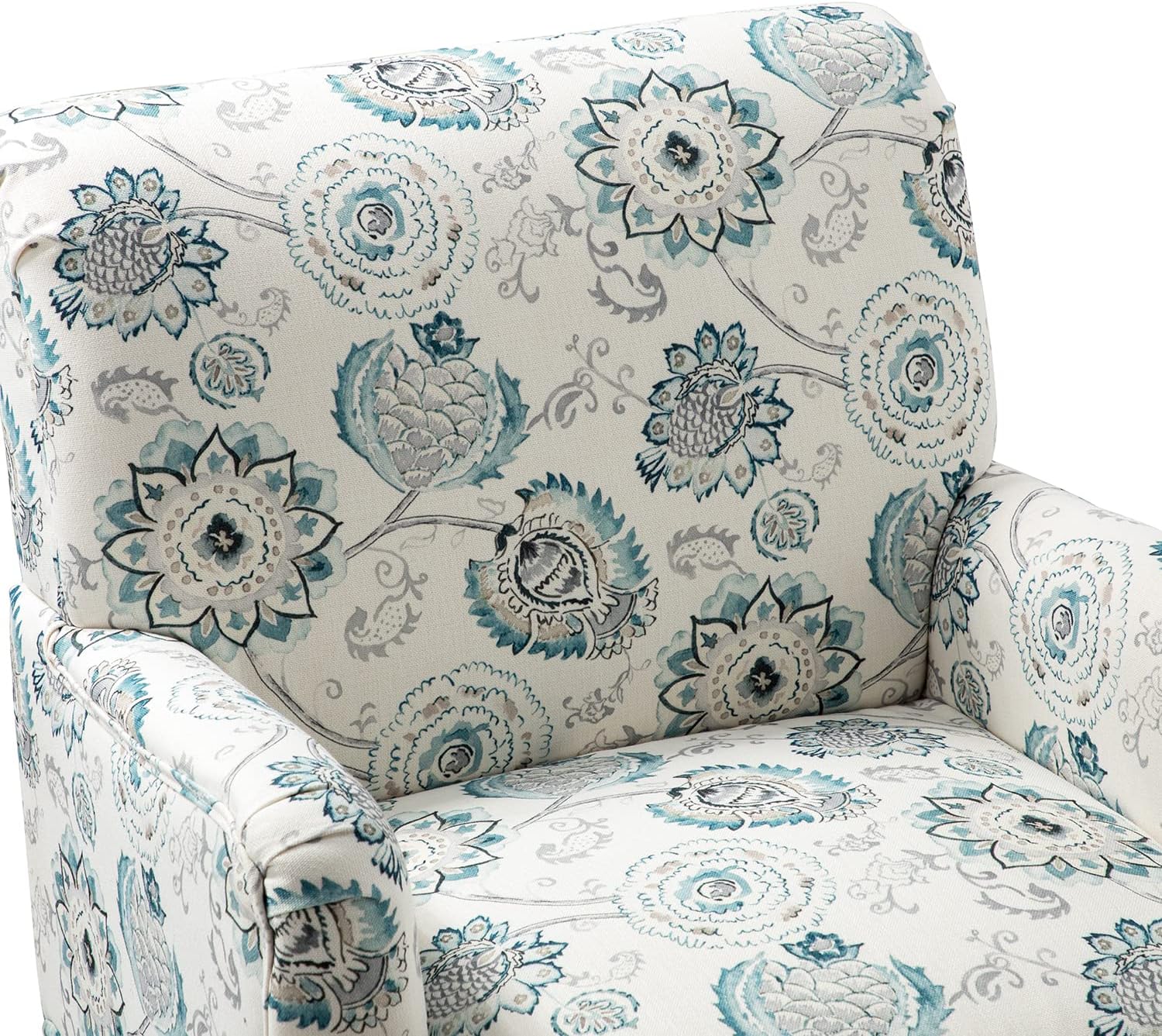 HULALA HOME Sillón moderno con patas de madera y ribete de cabeza de clavo, cómoda silla decorativa tapizada para sala de estar y dormitorio