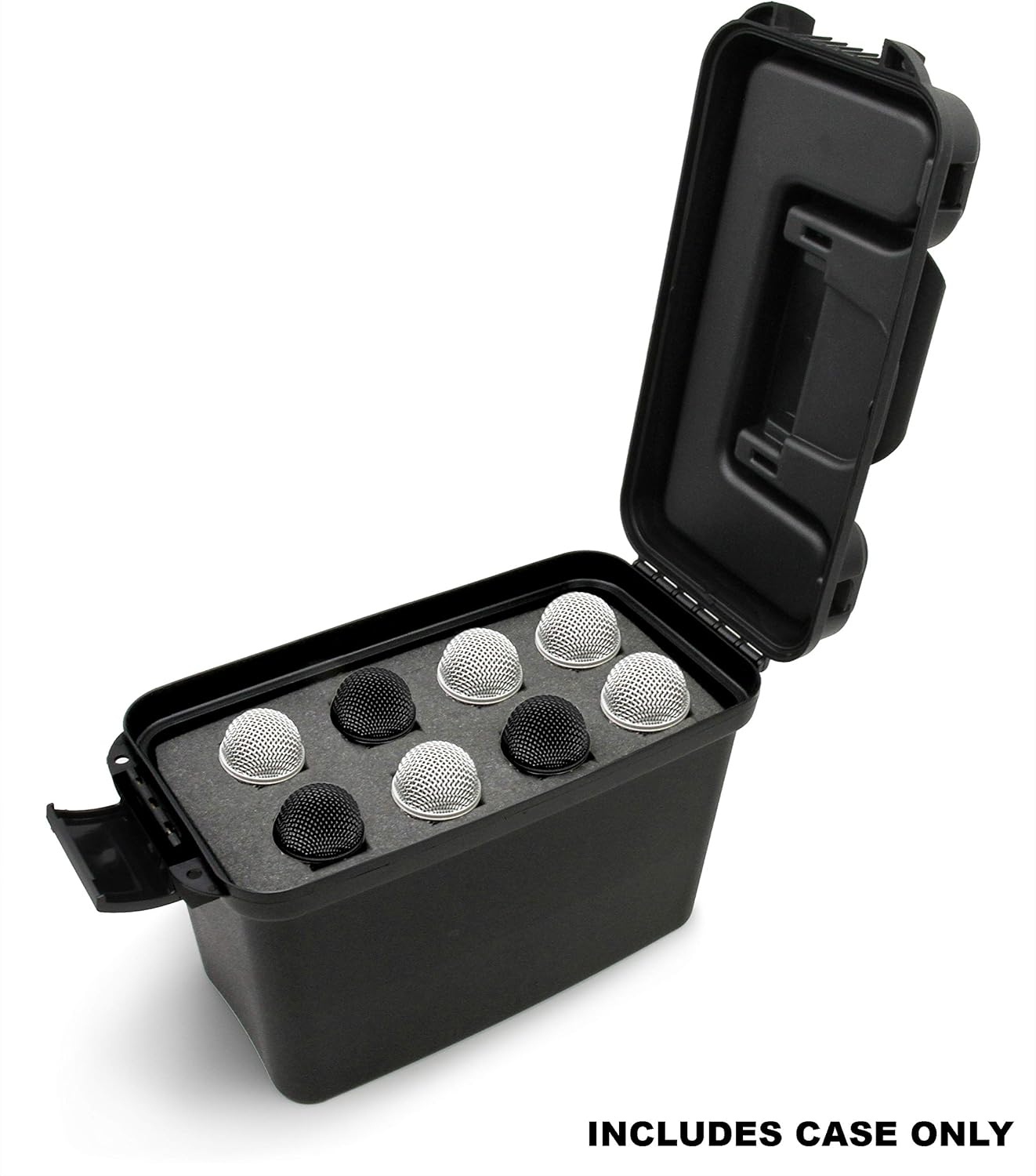CASEMATIX Carcasa rígida para micrófono de mano de 8 micrófonos, compatible con micrófonos vocales cardioides dinámicos XLR de 8 pulgadas, no