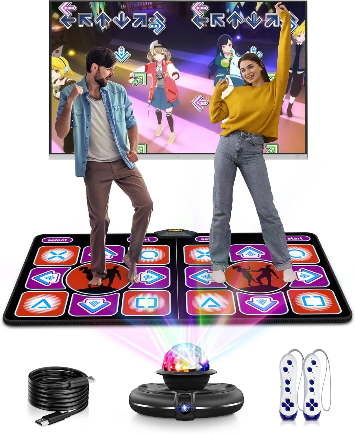 Tapete de baile doble, tapete de baile inalámbrico para TV con cámara, almohadilla de baile antideslizante con controlador inalámbrico, tapete de