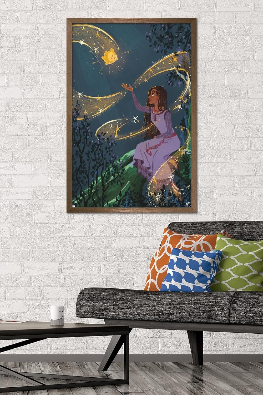 Trends International Disney Wish – Póster de collage 2 (Asha & Star), póster de pared, 22.37 x 34.00 pulgadas, versión enmarcada en bronce