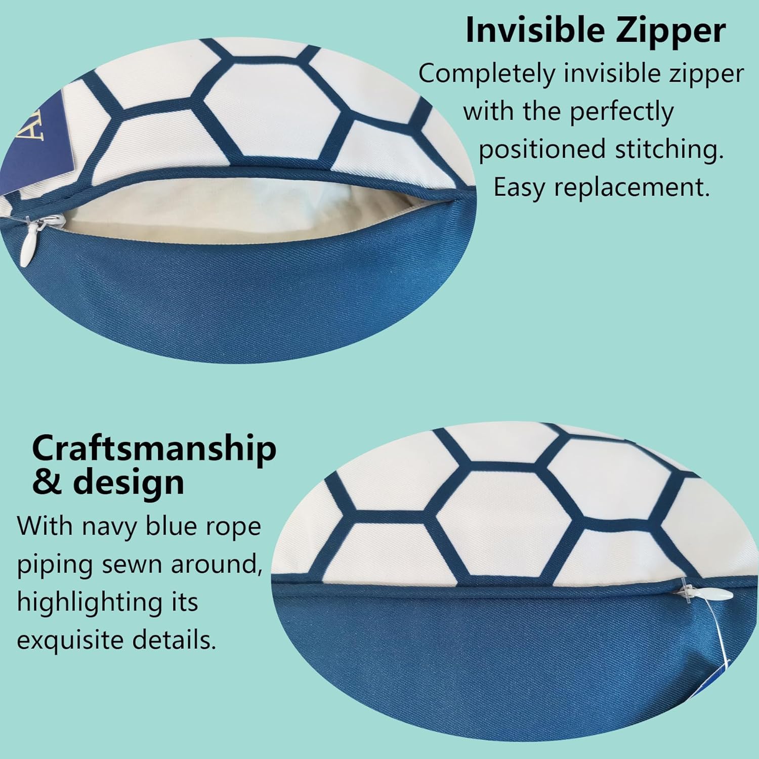Paquete de 2 fundas de almohada decorativas para sofá, fundas de almohada Accent Carra de 12 x 24 pulgadas, hexagonal, geométrico, panal de abeja,