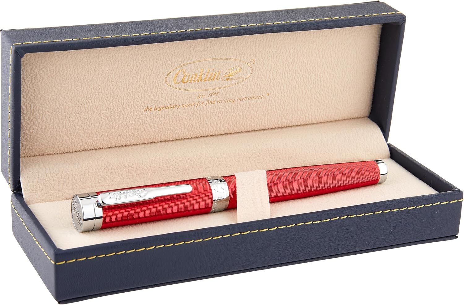 Conklin Herringbone Signature Pluma Estilográfica Rojo – B