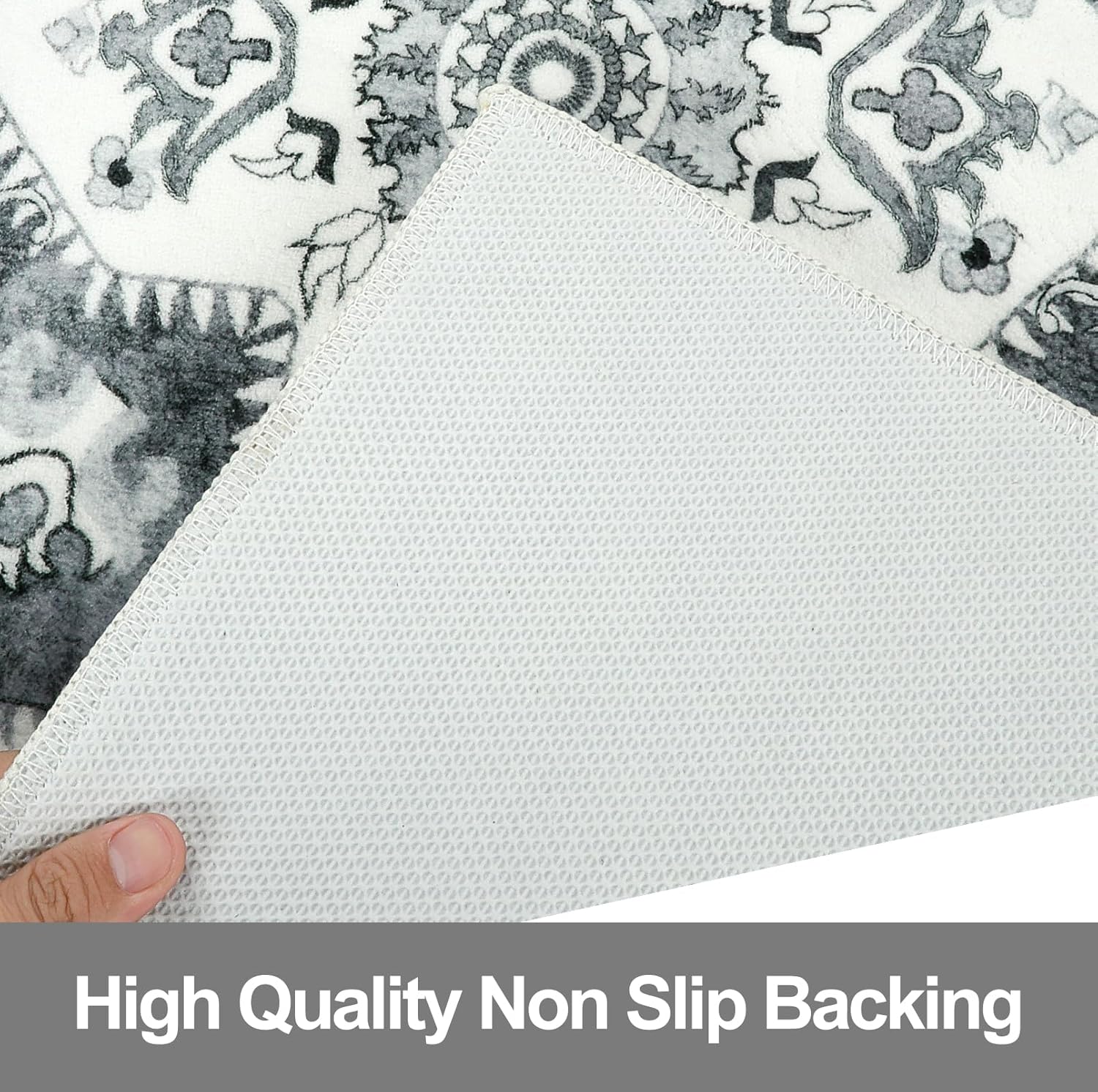 Seavish Tapetes de baño pequeños antideslizantes de 18 x 26 pulgadas, color gris, oriental, retro, envejecidos, suaves y absorbentes, para baño,