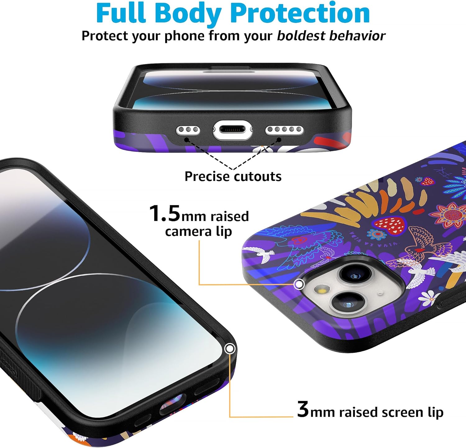 Casely Funda para iPhone 15  Viva La Vida  Frida Kahlo Collage  Funda atrevida  Compatible con MagSafe