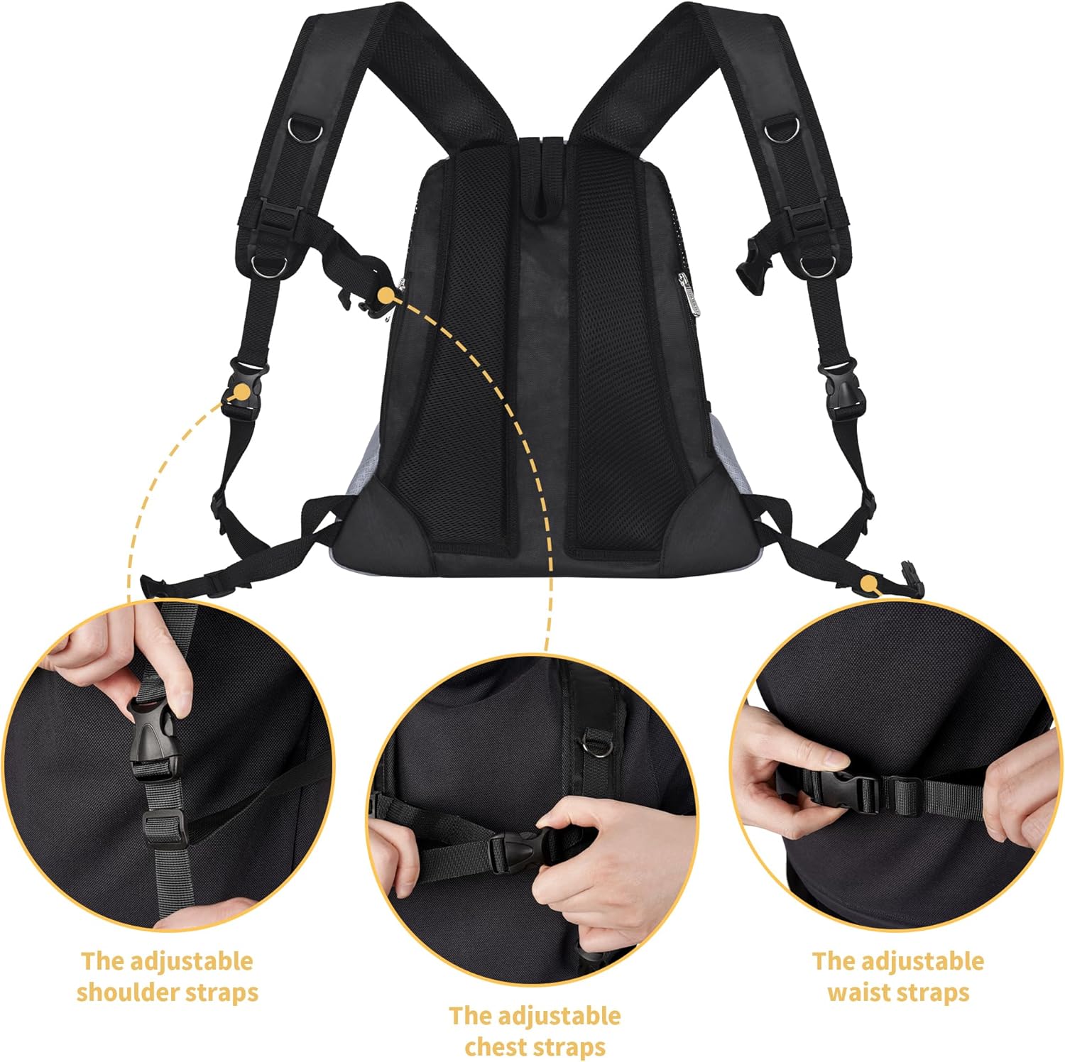 WOYYHO Mochila transportadora para perros pequeños, mochila frontal de malla ventilada para perros con cinturón de seguridad para viajes,