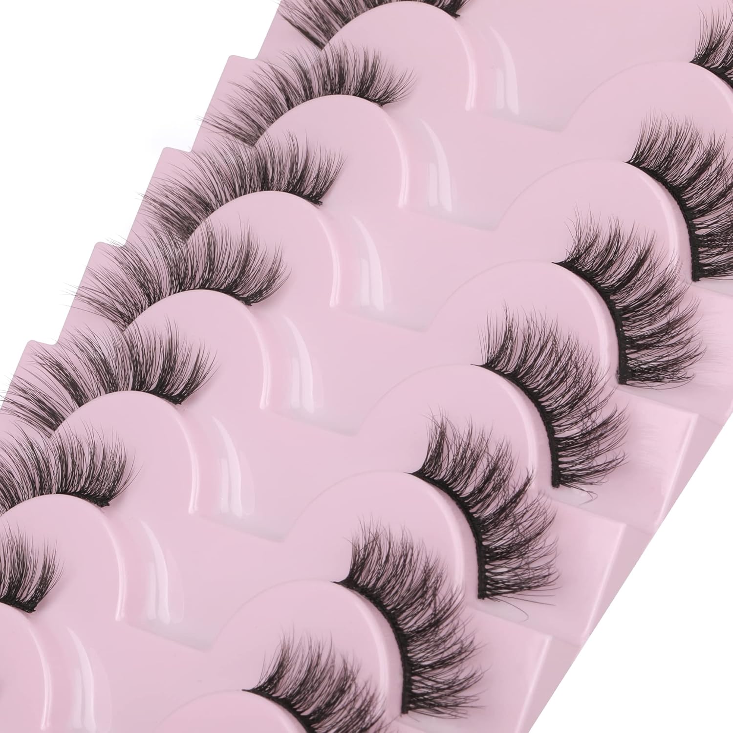 FANXITON Mitad de pestañas de aspecto natural, 10 pares de pestañas postizas 3D de ojo de gato, esponjosas, suaves, de 0.59 pulgadas, cortas, de