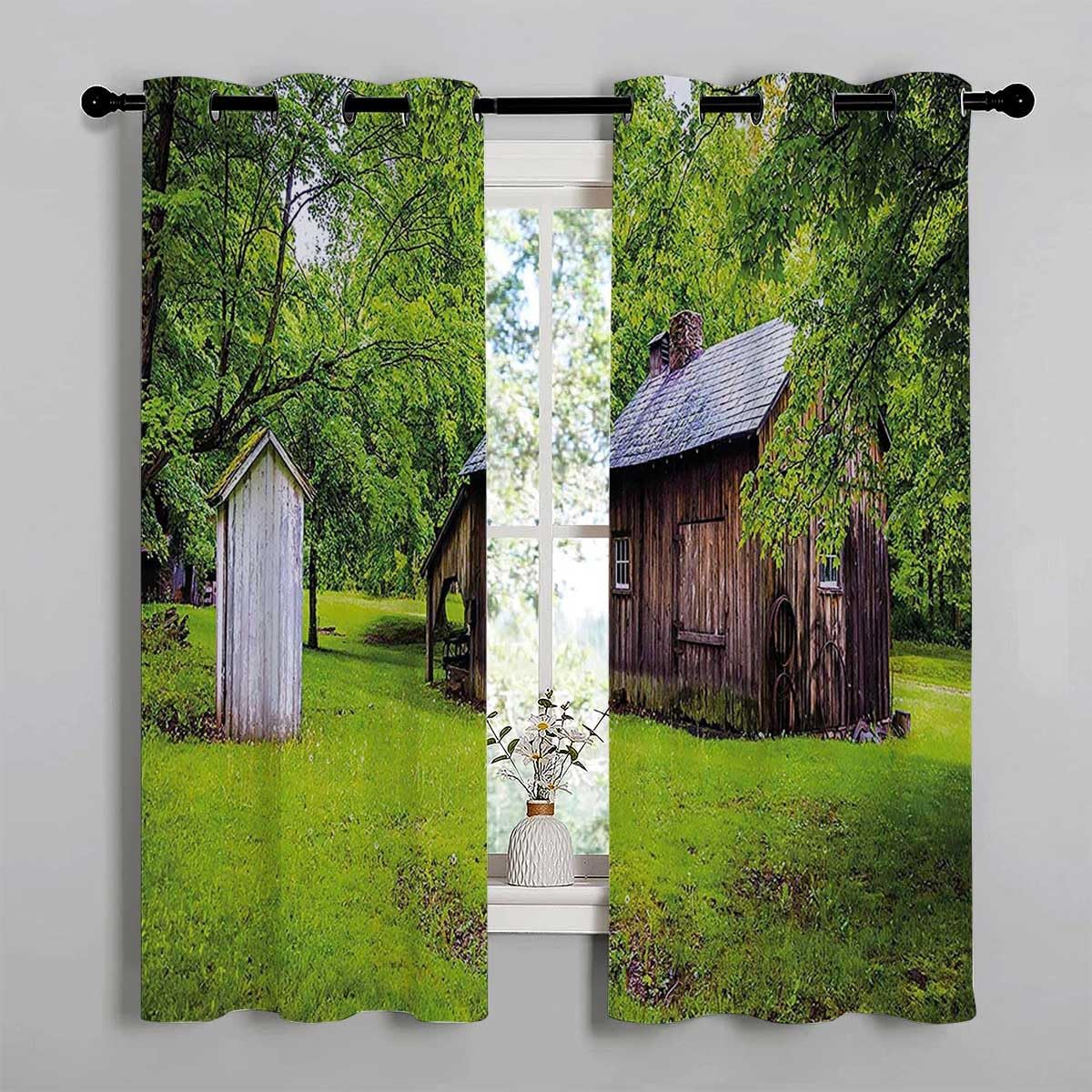 YANFENQI Cortina para Dividir Habitacion Outhouse – Cortinas cortas con ojales, cortina de despensa de 55 pulgadas de ancho por 45 pulgadas de