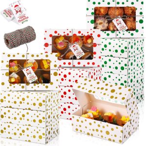 36 cajas de galletas de Navidad con ventana, cajas de panadería de Navidad de 10 x 6.7 x 3.2 pulgadas, recipientes de regalo de galletas con 36 cajas de galletas de Navidad con ventana, cajas de panadería de Navidad de 10 x 6.7 x 3.2 pulgadas, recipientes de regalo de galletas con