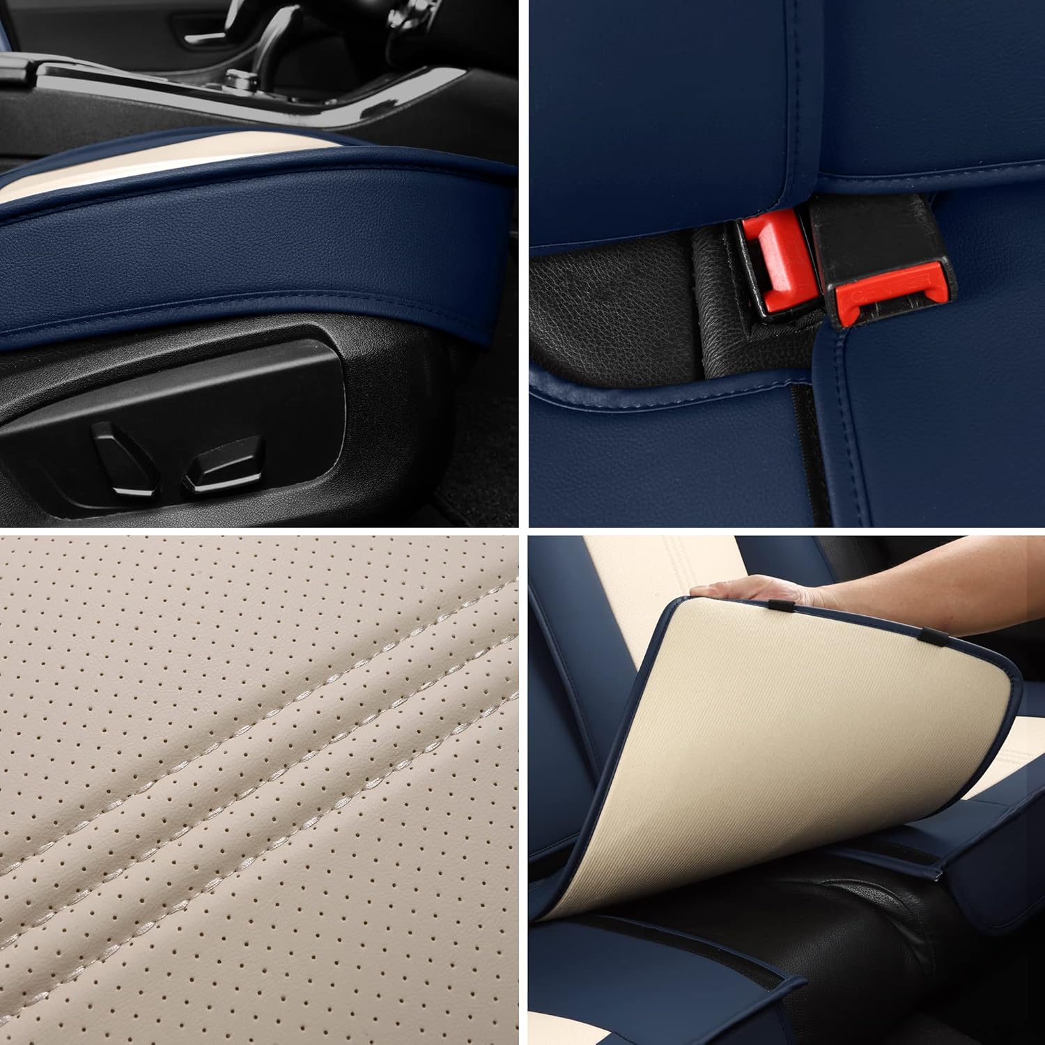 LINGVIDO Fundas de cuero para asiento de automóvil, funda transpirable para automóvil, accesorios de cojín para automóviles y SUV, camión, juego de