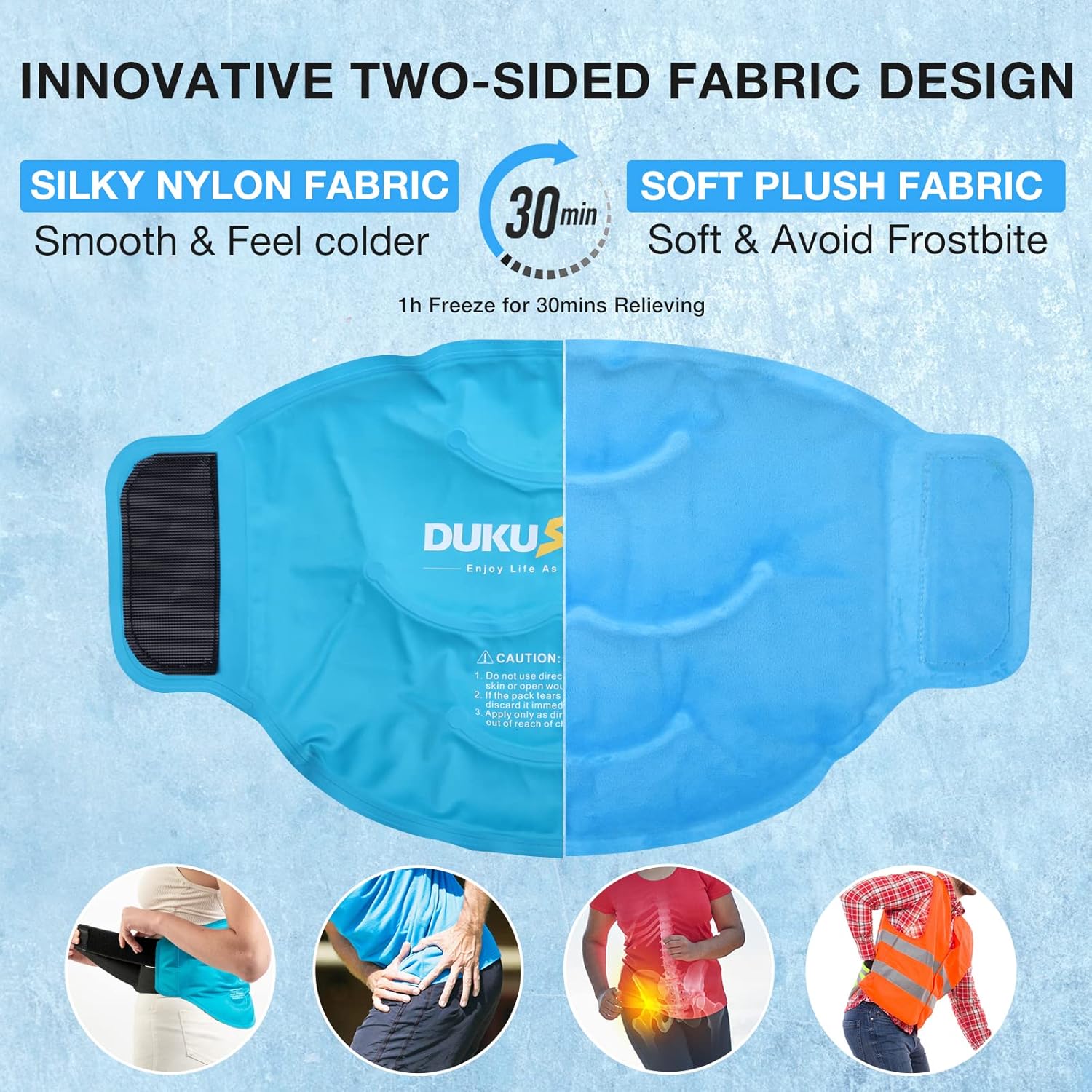 Bolsa de hielo para lesiones de espalda y alivio del dolor, bolsa de hielo reutilizable con correas desmontables, envoltura de hielo de gel flexible