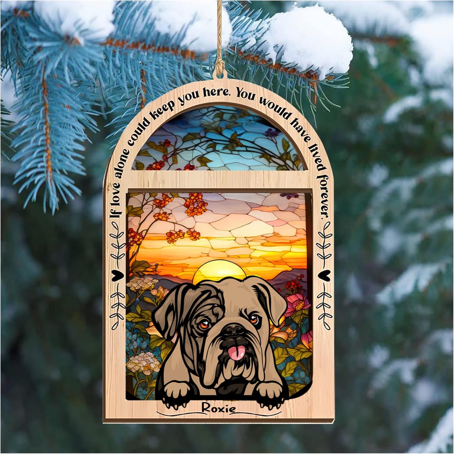 Adorno de Navidad personalizado de bulldog inglés, atrapasoles de bulldog inglés 3 con nombre, regalos de pérdida de mascotas, regalos para amantes