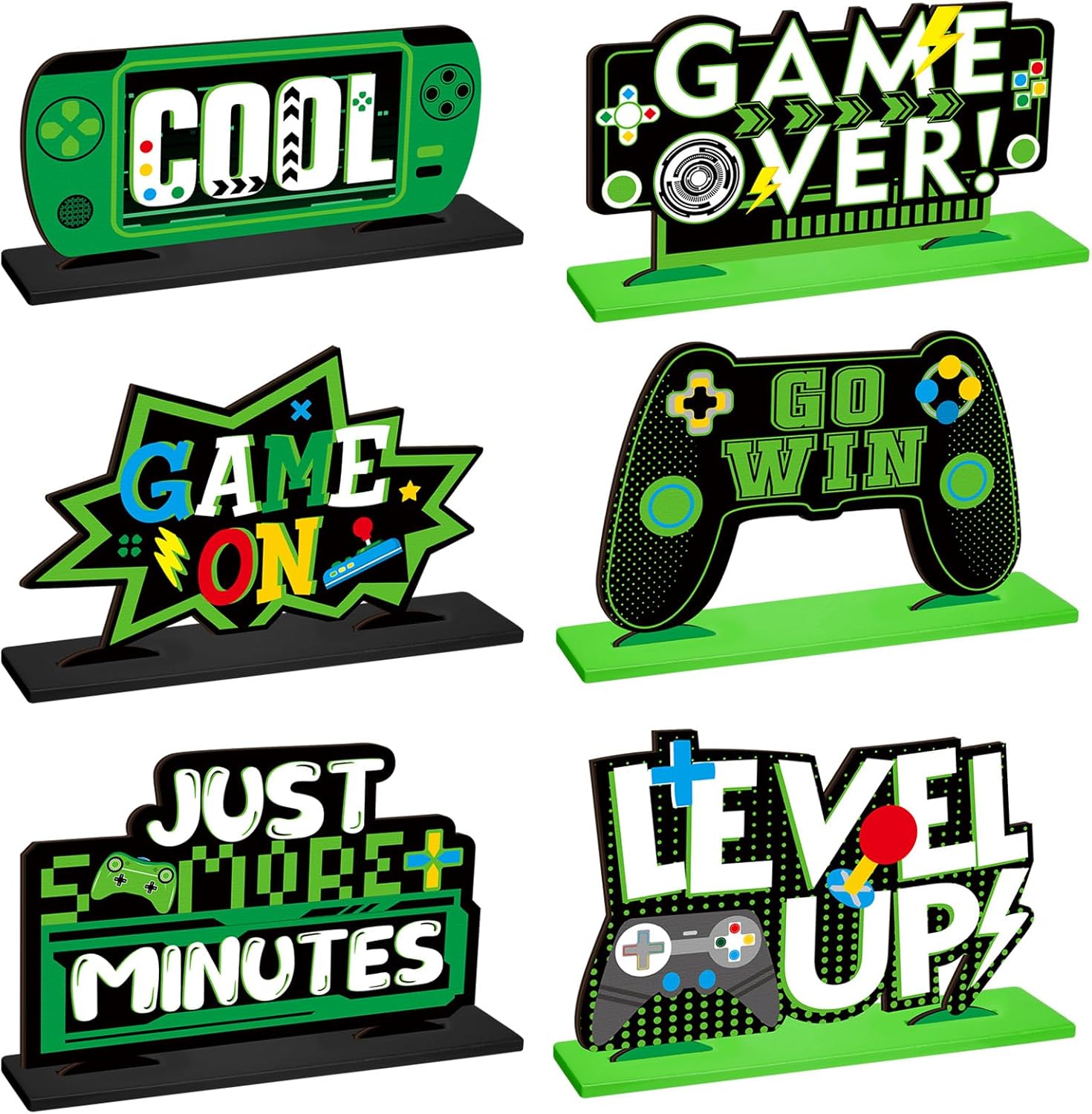 6 centros de mesa de videojuegos para fiestas, decoración de cumpleaños de nivel superior, decoración de escritorio de juegos, juego en la mesa,