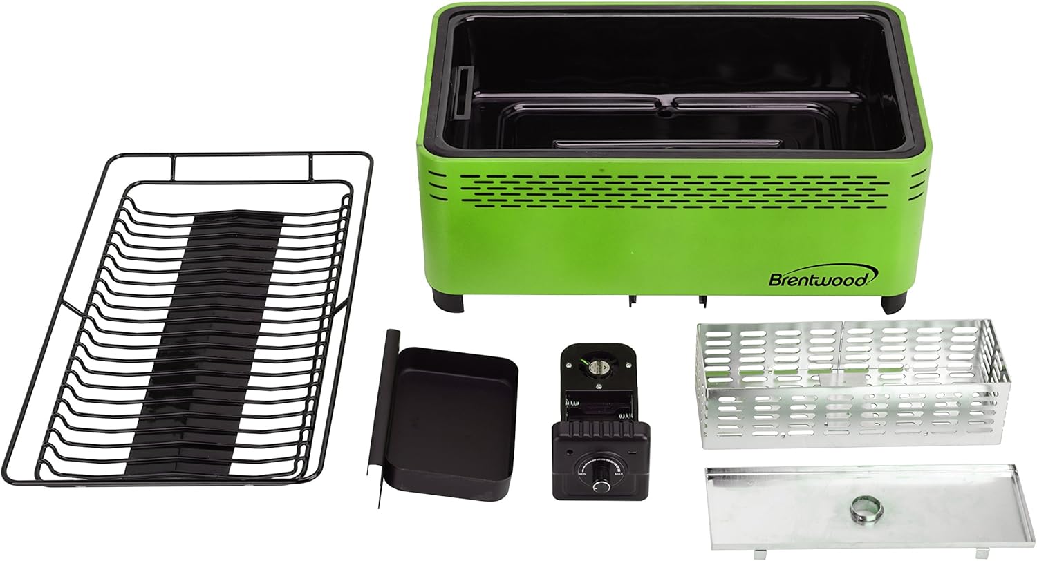 Brentwood BBF-31G – Barbacoa portátil sin humo, antiadherente, verde