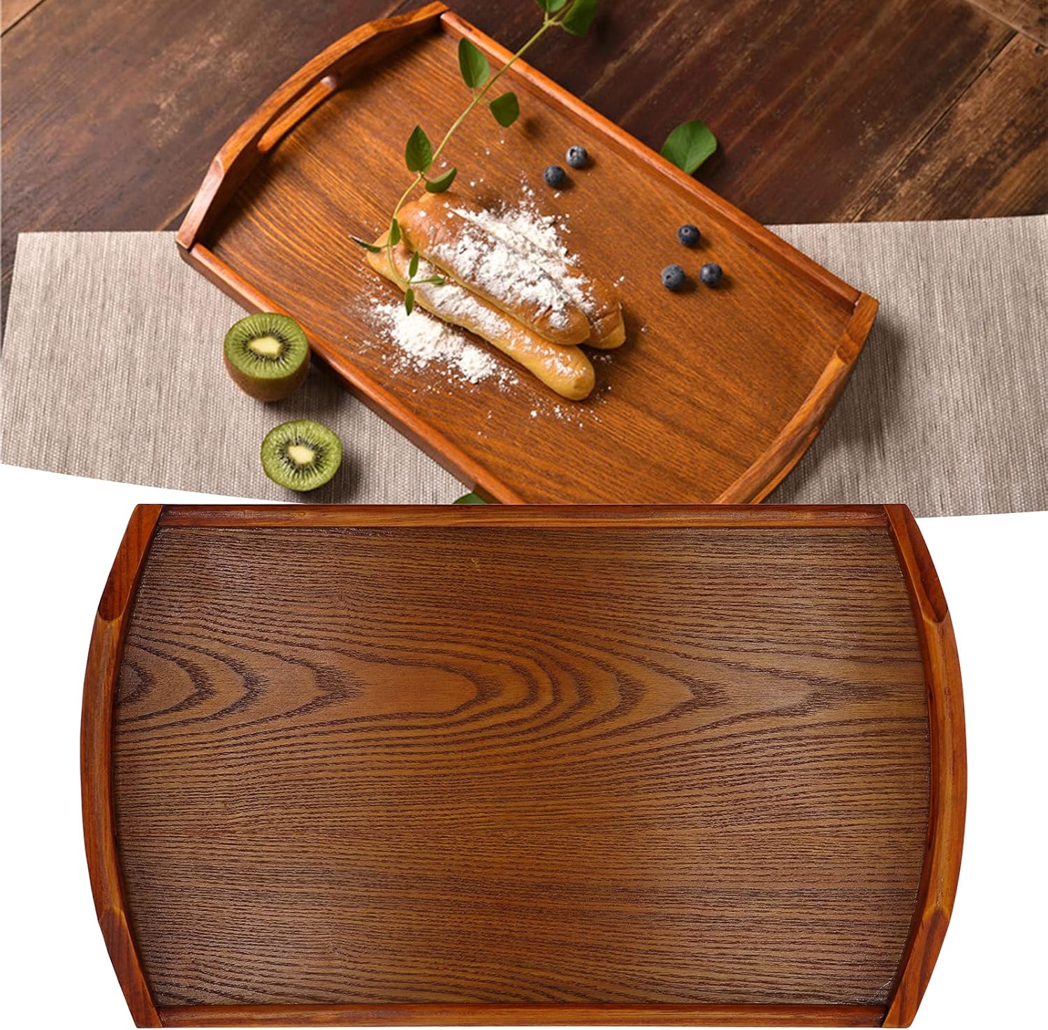 Bandeja rectangular de madera para servir comida sushi plato decoración aperitivos seco pastel bandeja postre plato estilo japonés para