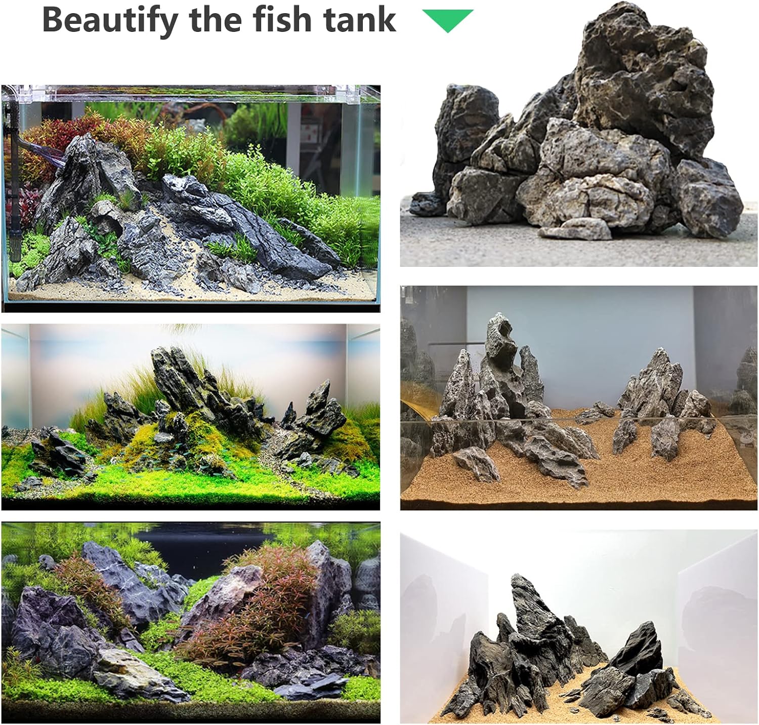 KINGRUI – Rocas de acuario Seiryu, piedra de dragón, adecuadas para modelos de paisajismo de acuarios y decoración de peceras, recintos de reptiles