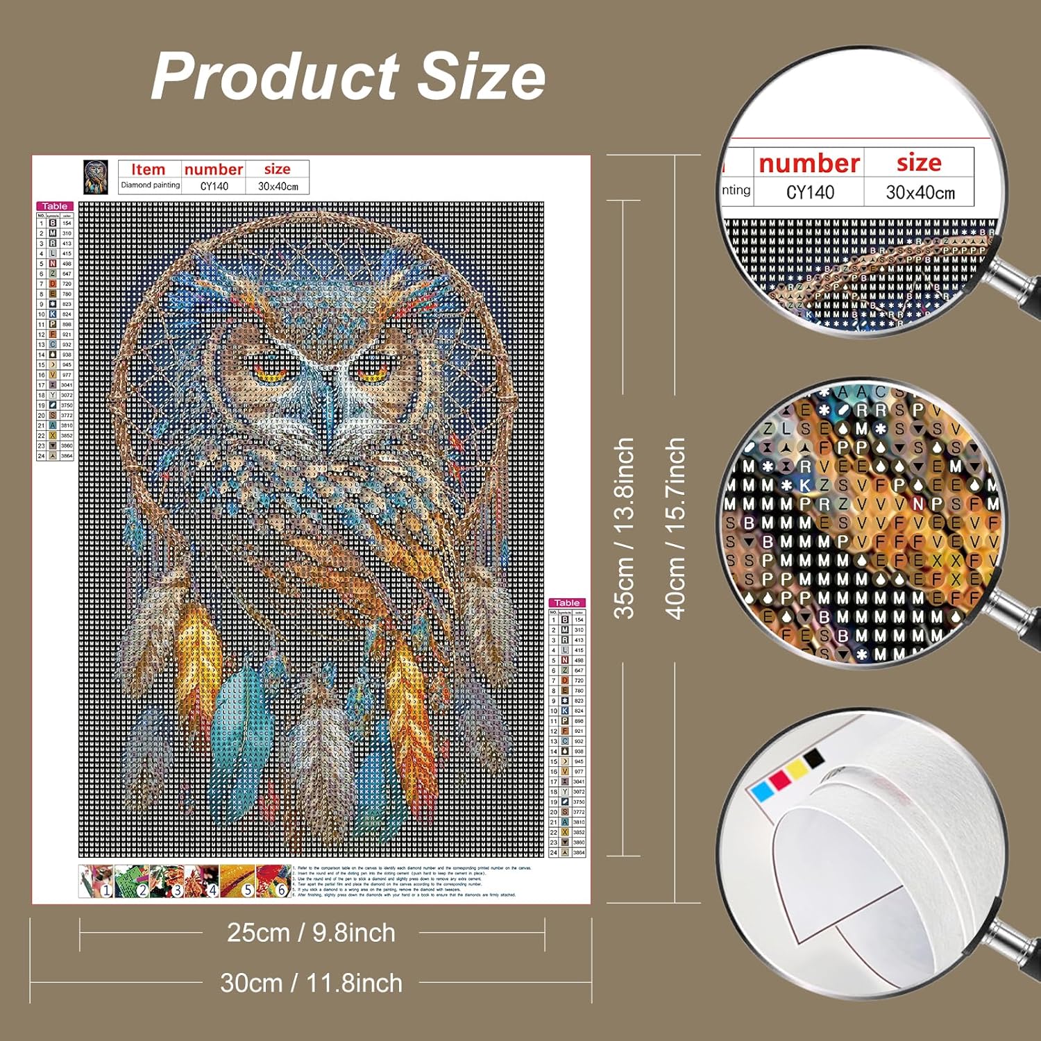 Stalente Kits de pintura de diamantes para adultos, búho 5D DIY kits de arte de diamantes para principiantes, pintura de diamante redonda de taladro