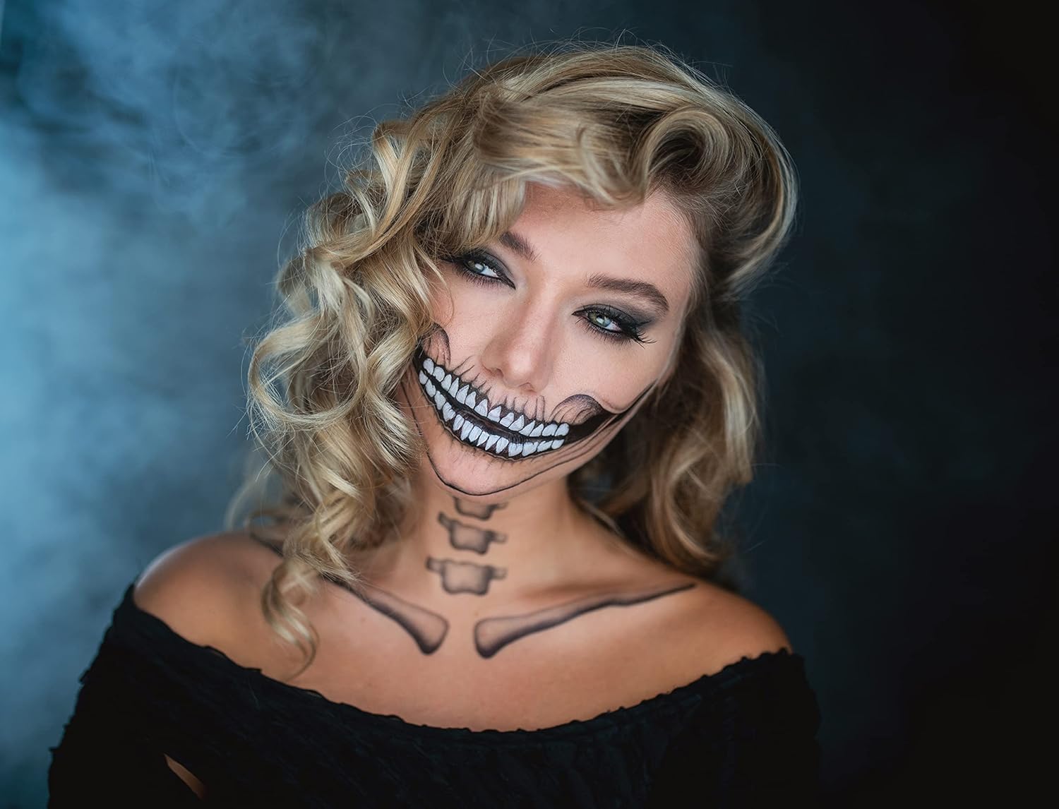 Tattoocrew 2 calcomanías clásicas de calavera temporal para Halloween para hombres y mujeres, adultos, calcomanías para la cara