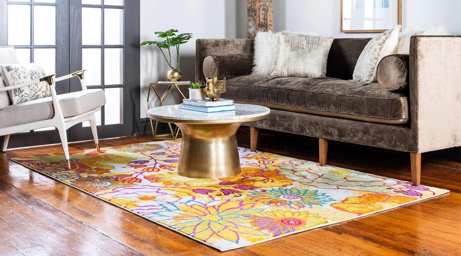 Unique Loom colección Lyon – Alfombra de área de diseño floral, estilo moderno