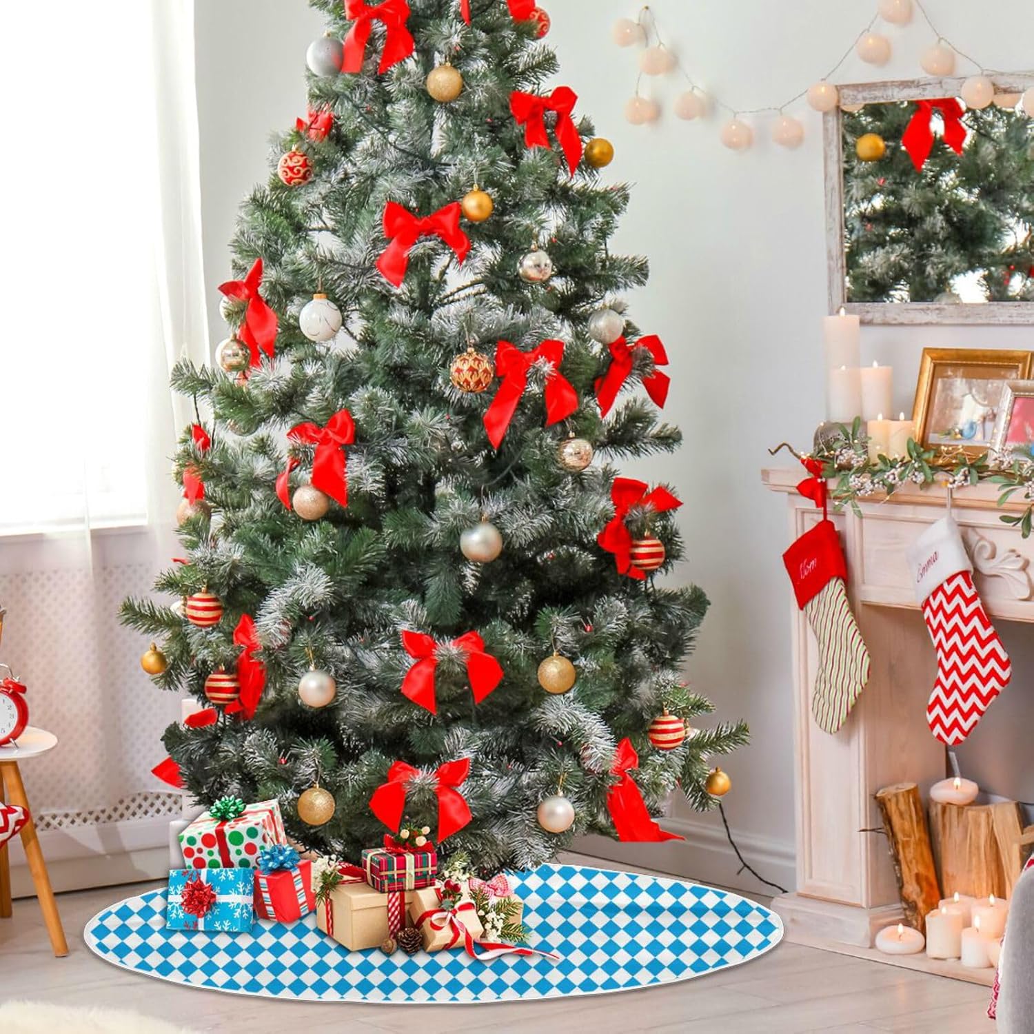 ATTX Oktoberfest – Falda de árbol de Navidad para el hogar, decoración de Navidad, 35.4 pulgadas, falda redonda grande para árbol de fiesta