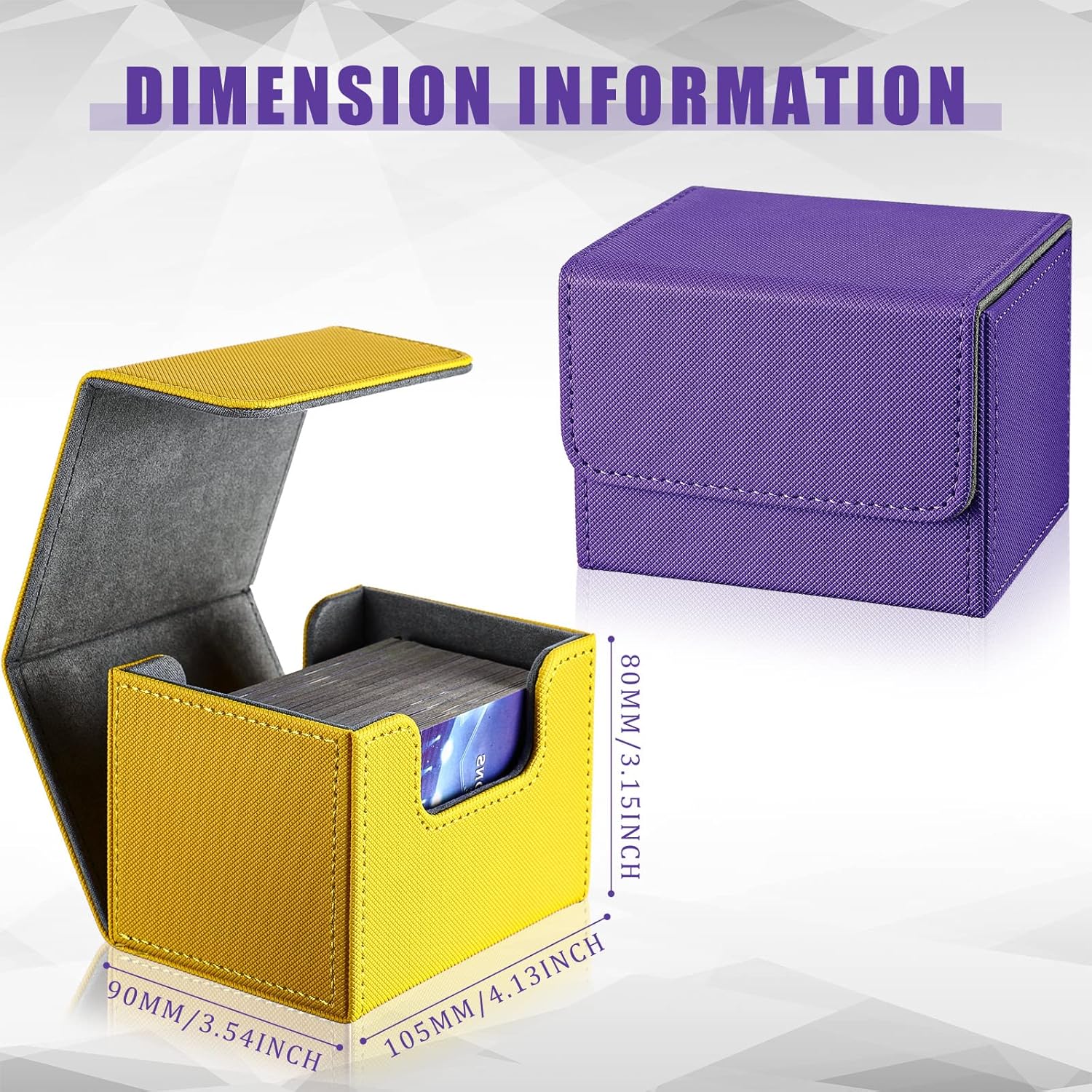 Weewooday 2 cajas de cuero para cartas de gran tamaño para 100 cartas con funda, caja de juego para cartas coleccionables, caja de cartas compatible
