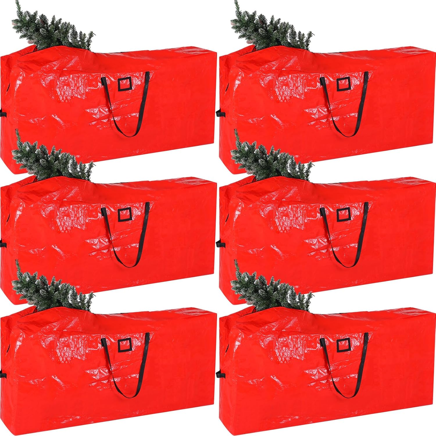 Sadnyy Paquete de 6 bolsas de almacenamiento para árbol de Navidad a granel, se adapta a árboles de Navidad de hasta 9 pies, bolsa con doble