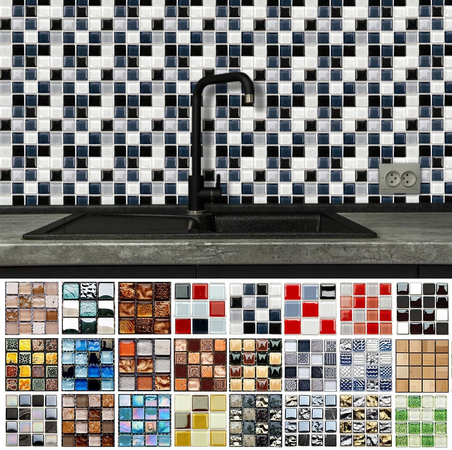 10 hojas de calcomanías 3D autoadhesivas para azulejos 3D, calcomanías de pared autoadhesivas de 4 x 4 pulgadas, azulejos de cristal para decoración