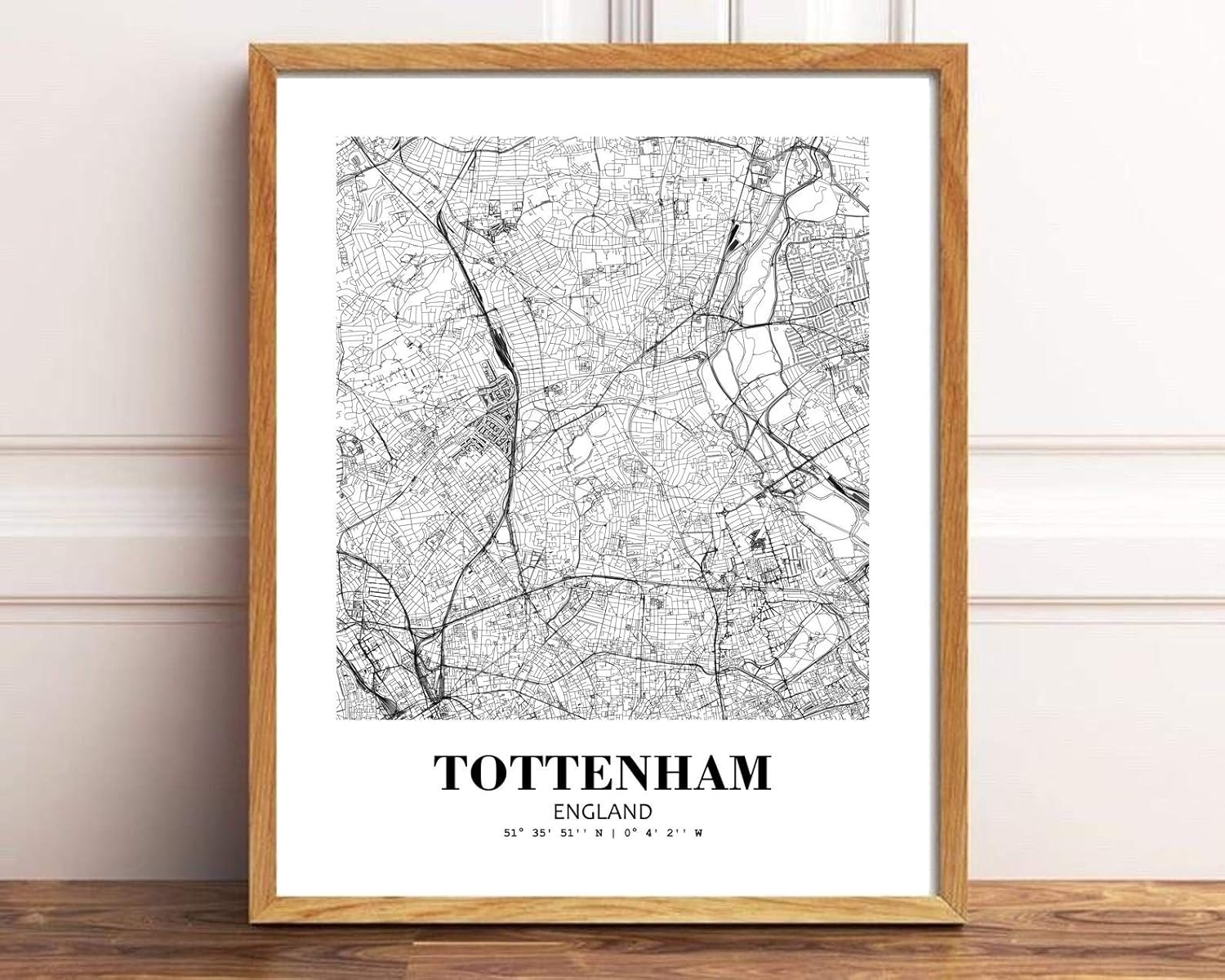 11 x 14 sin marco Tottenham Inglaterra vista de la ciudad abstracta camino moderno mapa arte impresión póster pared oficina decoración del hogar