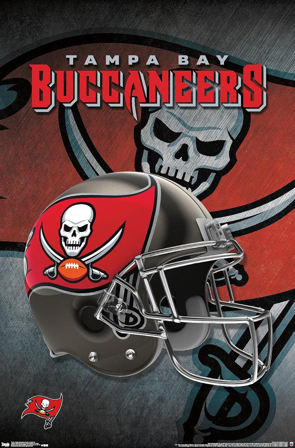 Trends International NFL Tampa Bay Buccaneers – Póster de pared con casco 16, 14.725 x 22.375 pulgadas, versión de alta calidad sin marco
