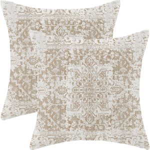 Juego de 3 fundas de almohada bohemias de 16 x 16 pulgadas, fundas de cojín con patrón de alfombra, diseño étnico marrón, beige, blanco, para Juego de 3 fundas de almohada bohemias de 16 x 16 pulgadas, fundas de cojín con patrón de alfombra, diseño étnico marrón, beige, blanco, para