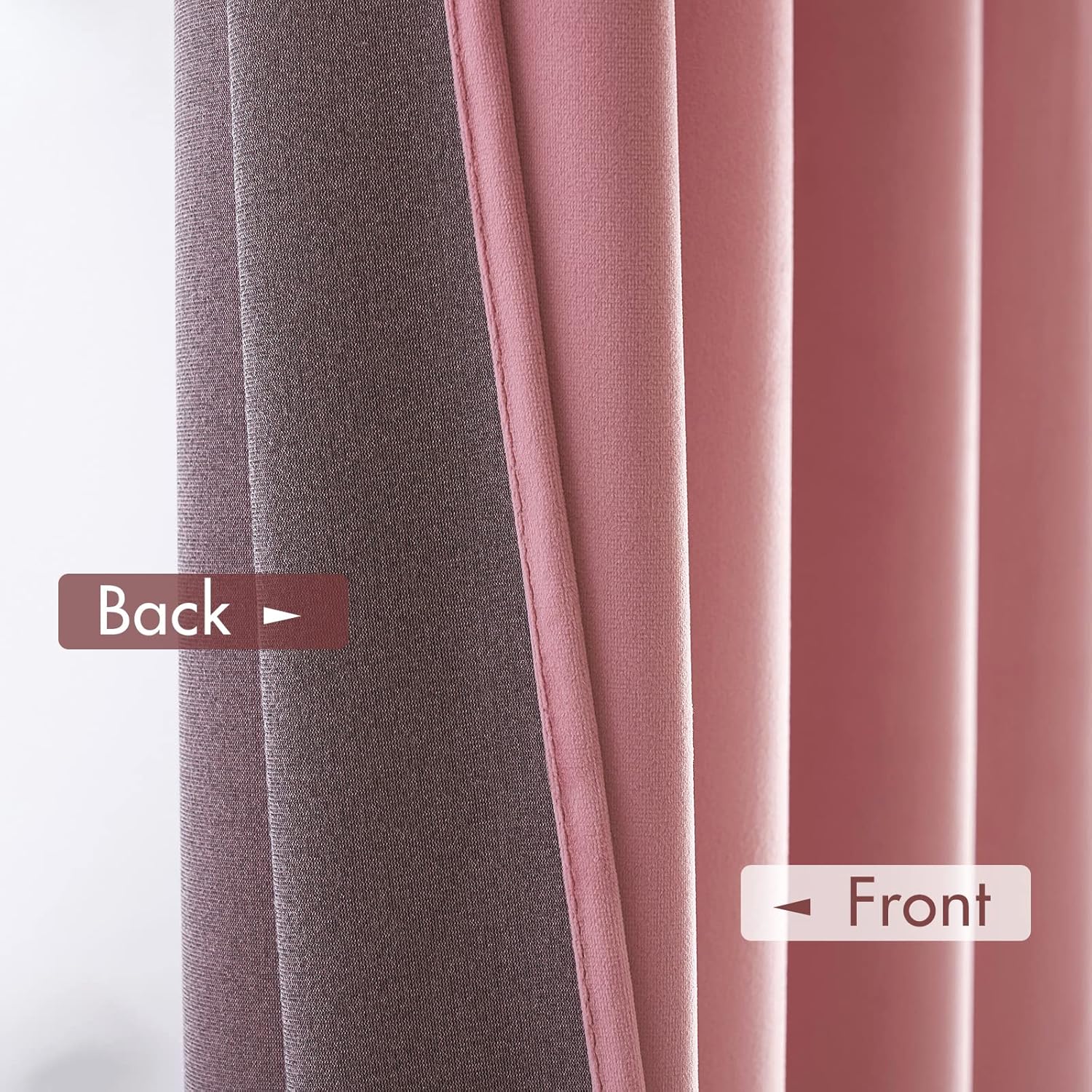 MIULEE Cortinas opacas de terciopelo rosa rubor con aislamiento térmico para dormitorio, sala de estar, oscurecimiento de 84 pulgadas de largo,
