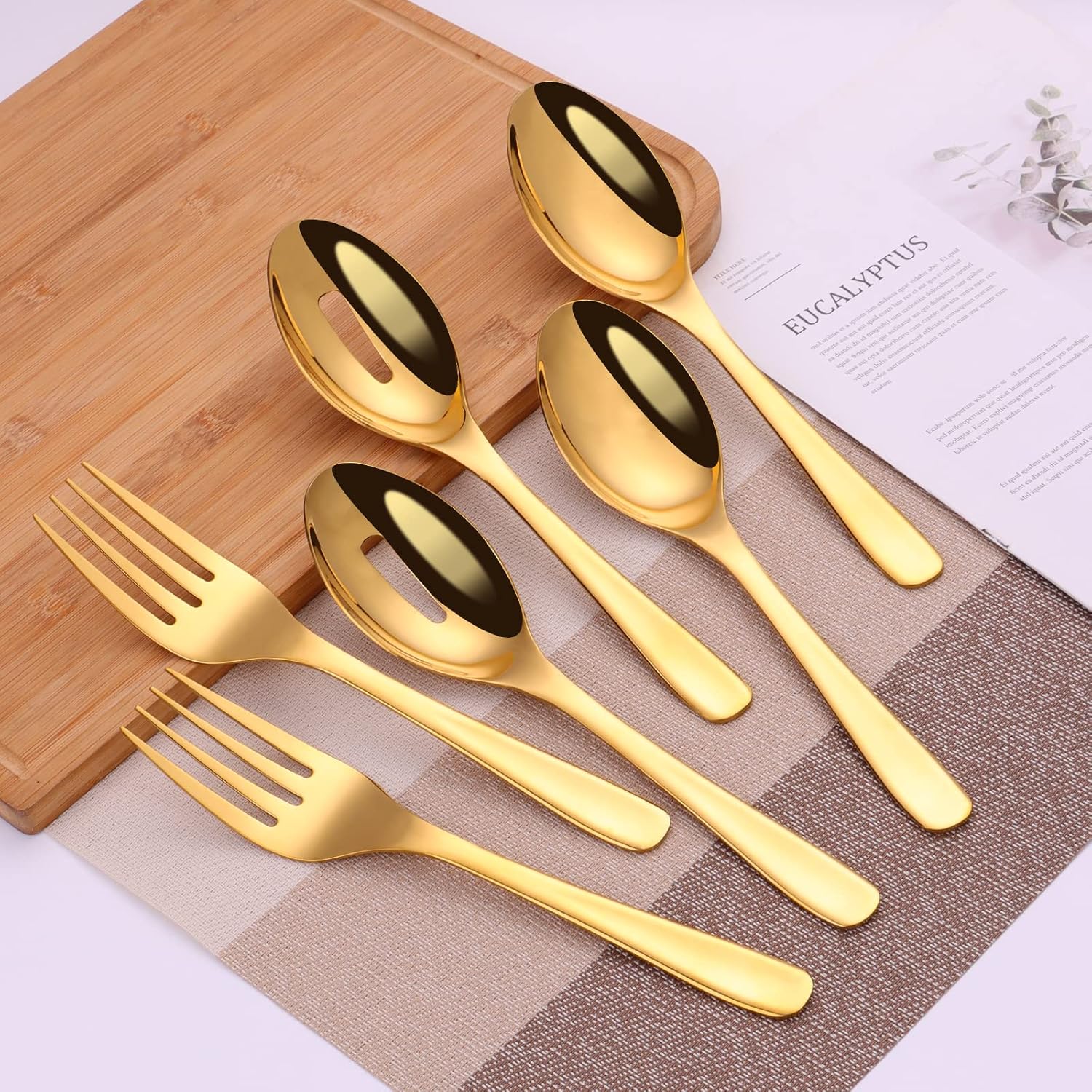 10 Inch Stainless Steel Catering Serving Utensils for Party Buffet Dinner Banquet Cooking Kitchen Basics,Including Serving Spoon x 2,Slotted Serving