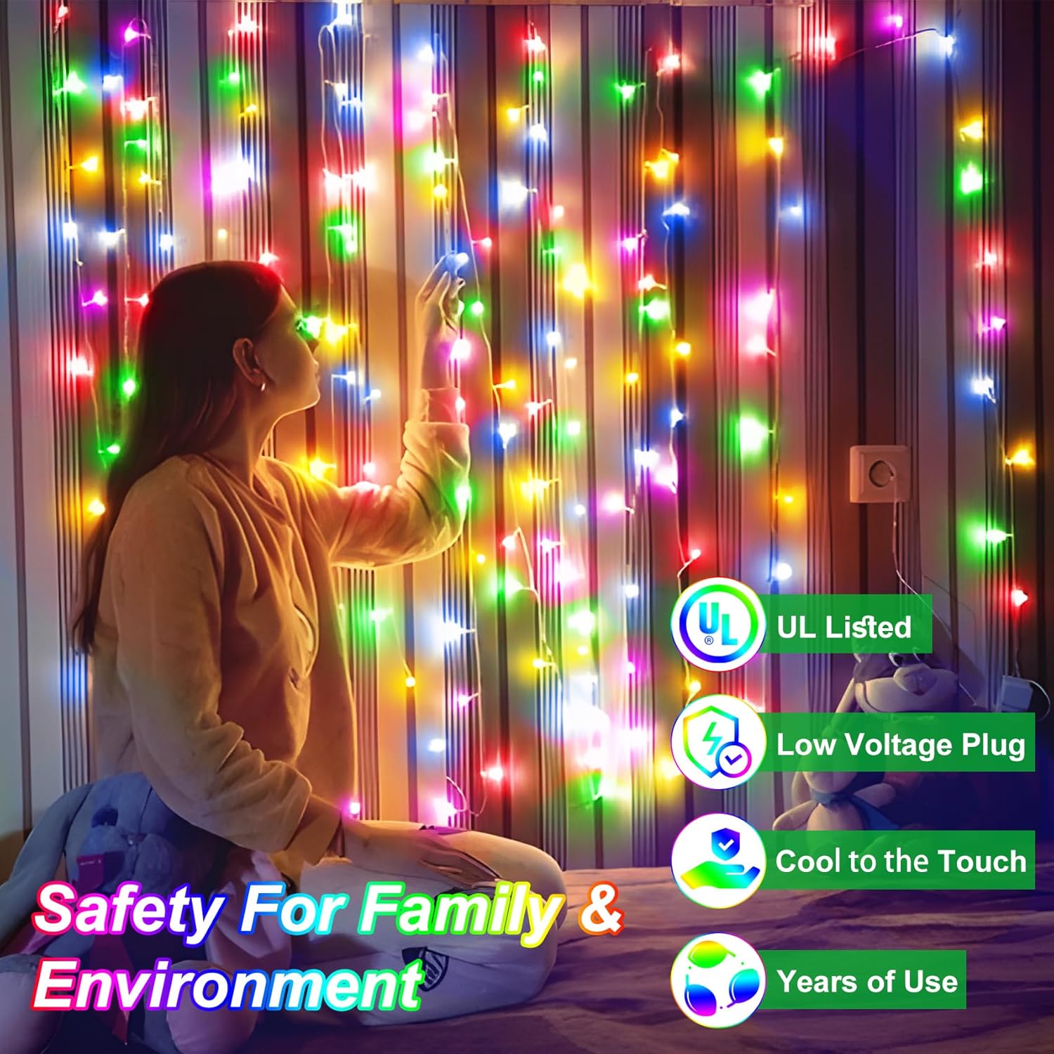 Luces de Navidad de 509 pies para exteriores, 1350 luces LED para decoración de árbol de Navidad con 8 modos y memoria de temporizador, cable