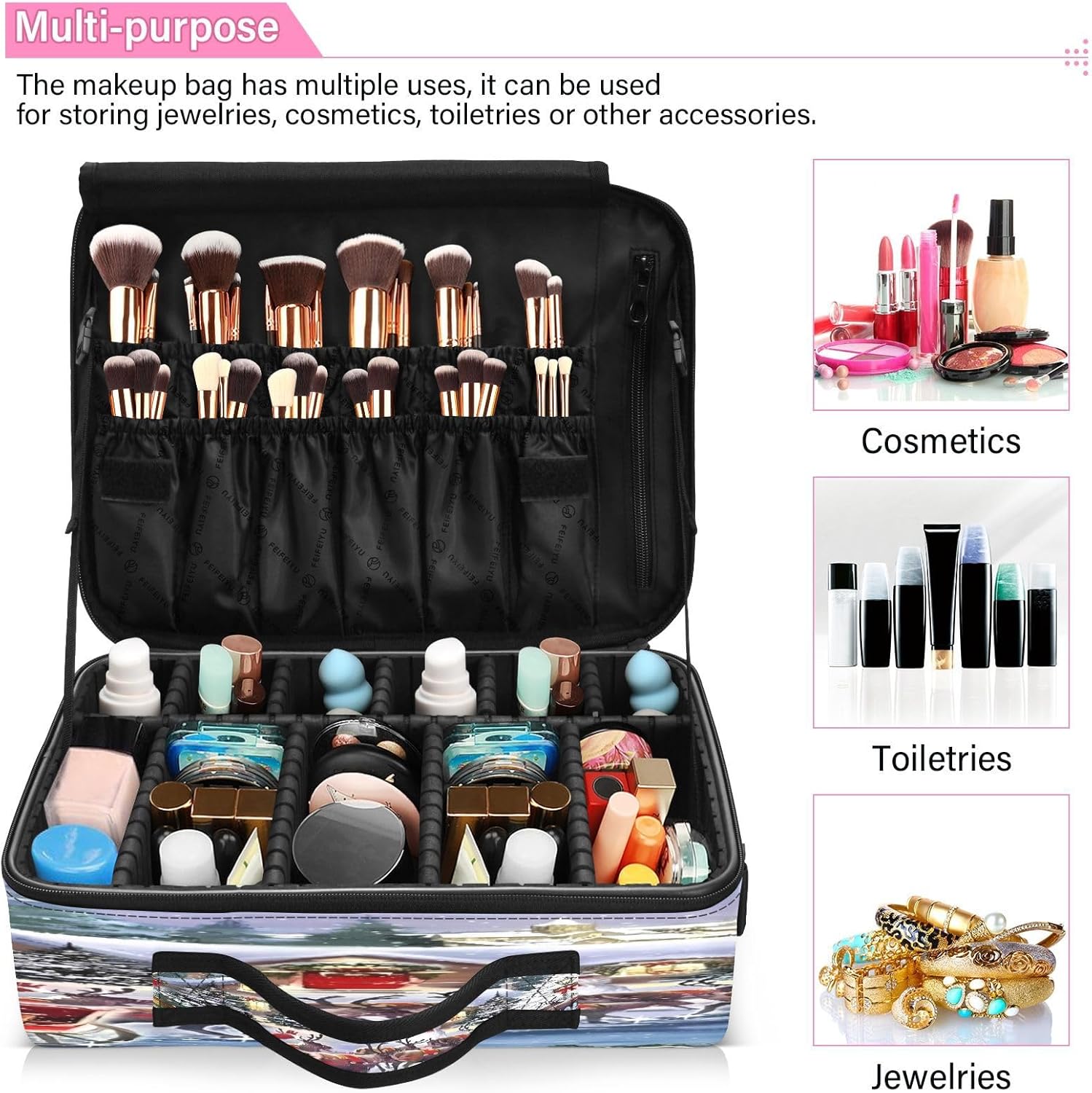 Red Sleigh cosmetic organizer bag make up travel bag make up bag medium makeup bag cosmetiquera de viaje para mujer men mens woman ladies teens male