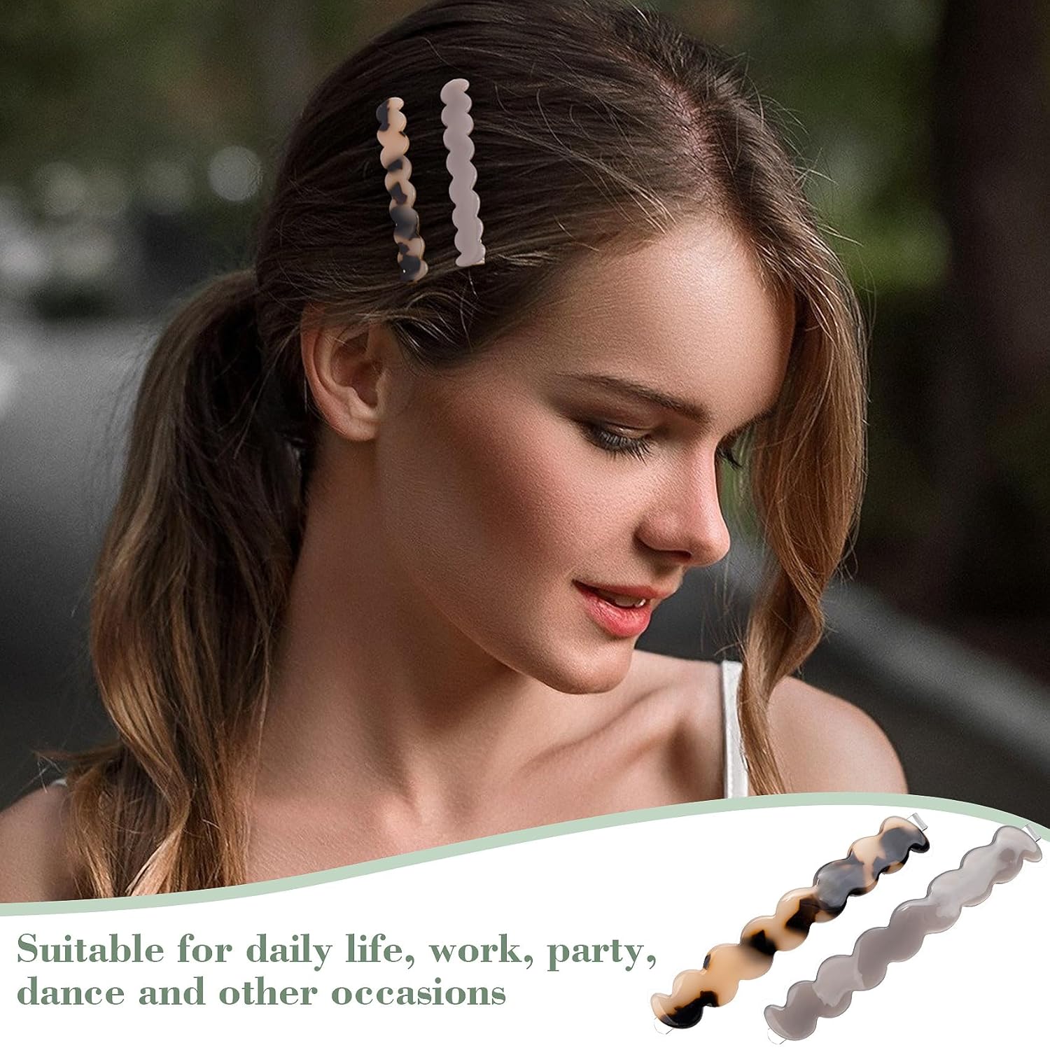 Nuorest 12 horquillas de pelo francés para mujer, elegantes pasadores de pelo de acetato, pinzas anchas para el cabello, accesorios coloridos