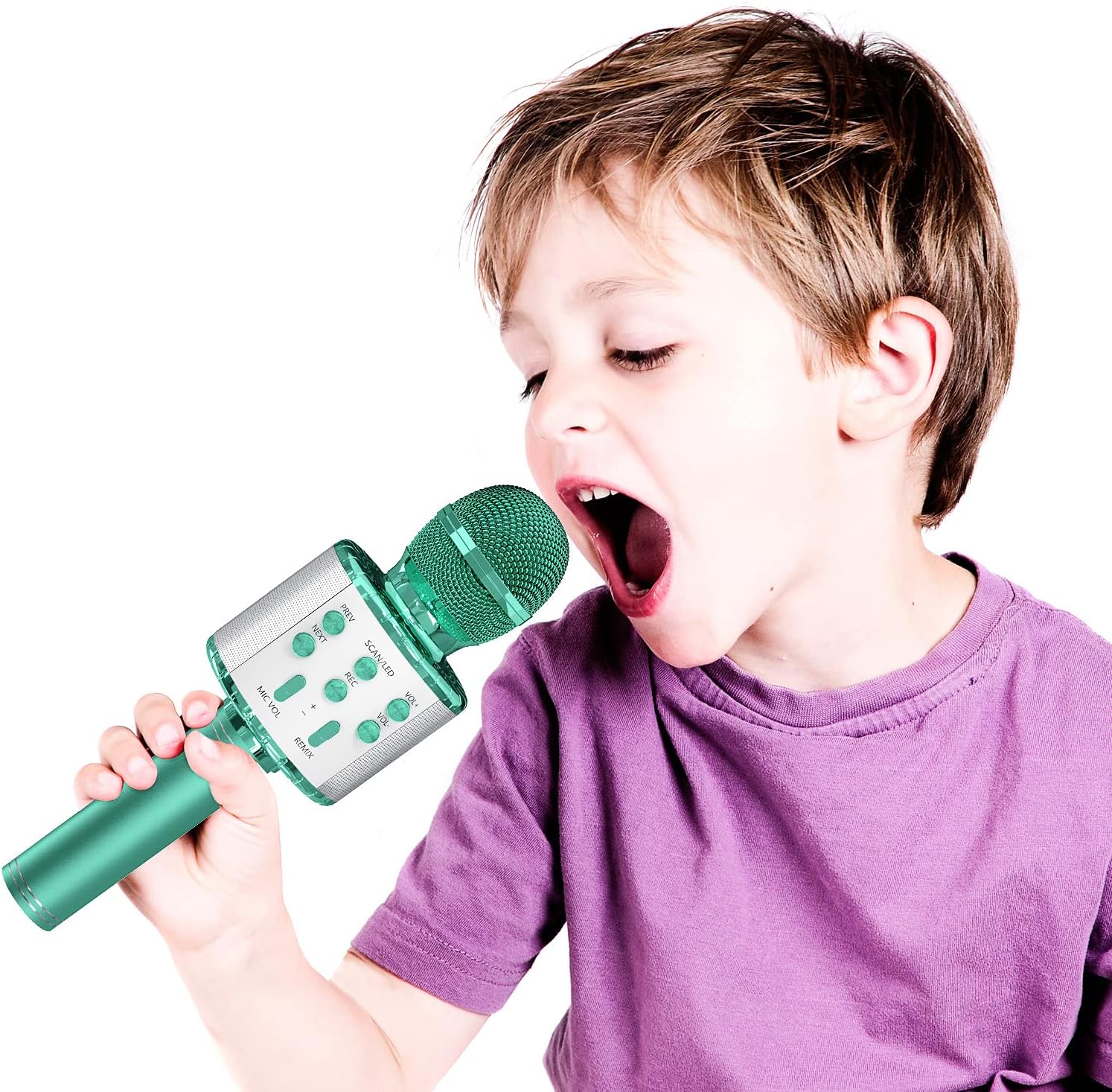OVELLIC – Micrófono de mano inalámbrico con Bluetooth y luces LED, portátil con altavoz para karaoke regalo para niñas, niños y adultos de todas las