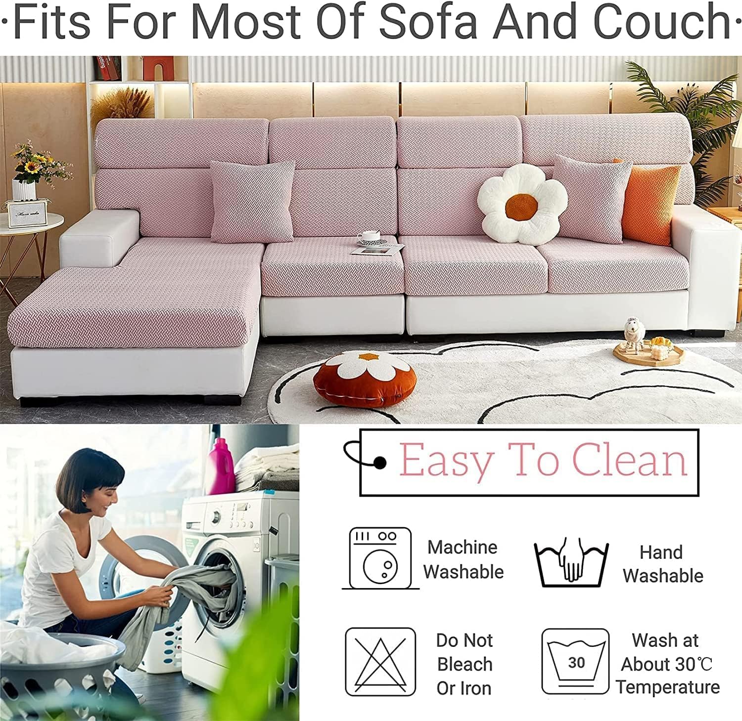MARCHONE Fundas mágicas para sofá, fundas mágicas para sofá, fundas de sofá, fundas elásticas y lavables, fundas elásticas para sofá mágicas