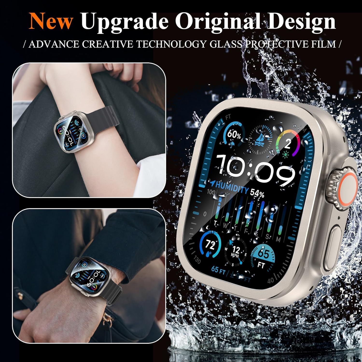 YMHML Funda protectora de pantalla para Apple Watch Ultra 2 de 1.929 in, marco de aleación de titanio 2023 con vidrio templado, funda protectora