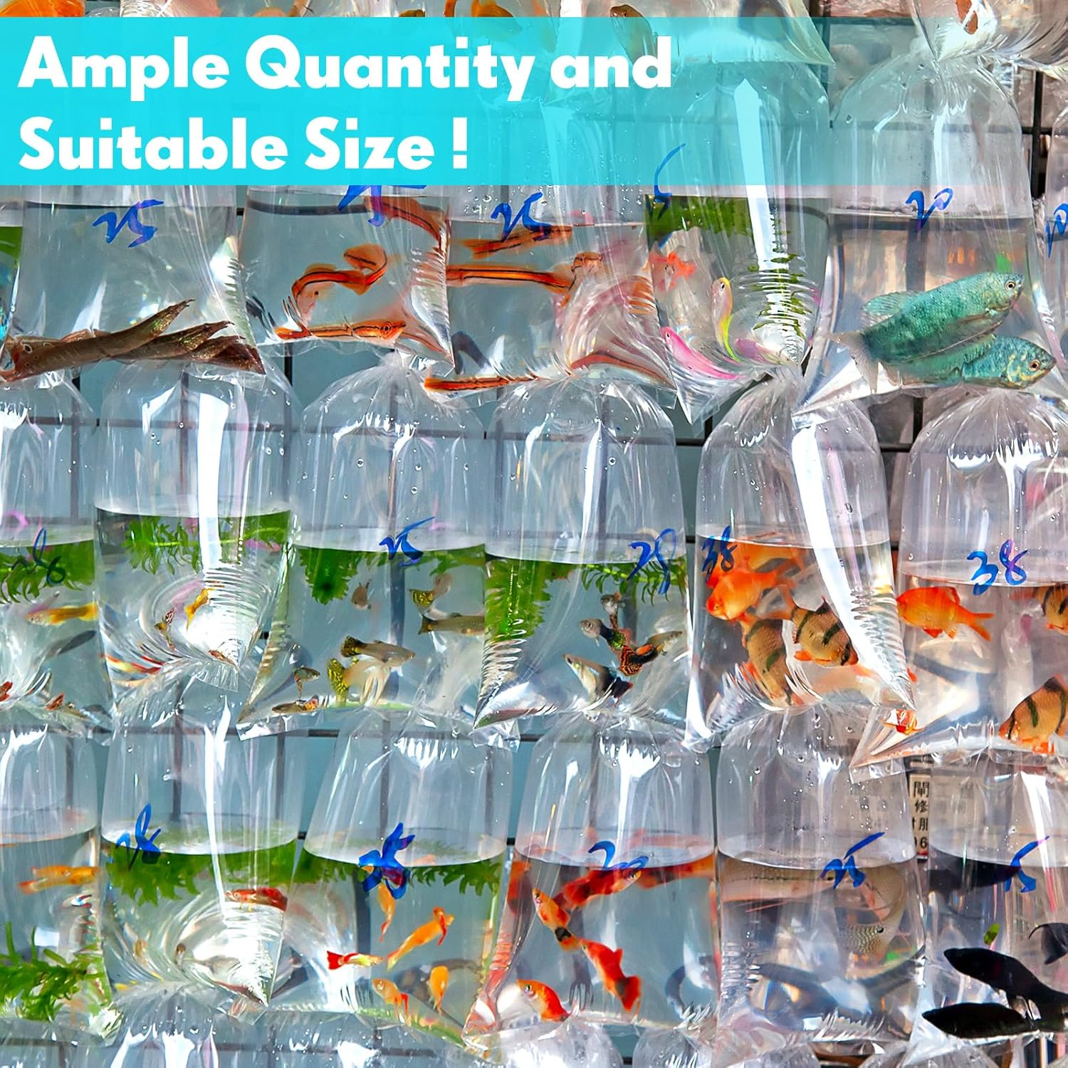 Paquete de 500 bolsas de pescado, bolsas de transporte de pescado, bolsas de plástico transparentes para peces vivos, embalaje y transporte, bolsas