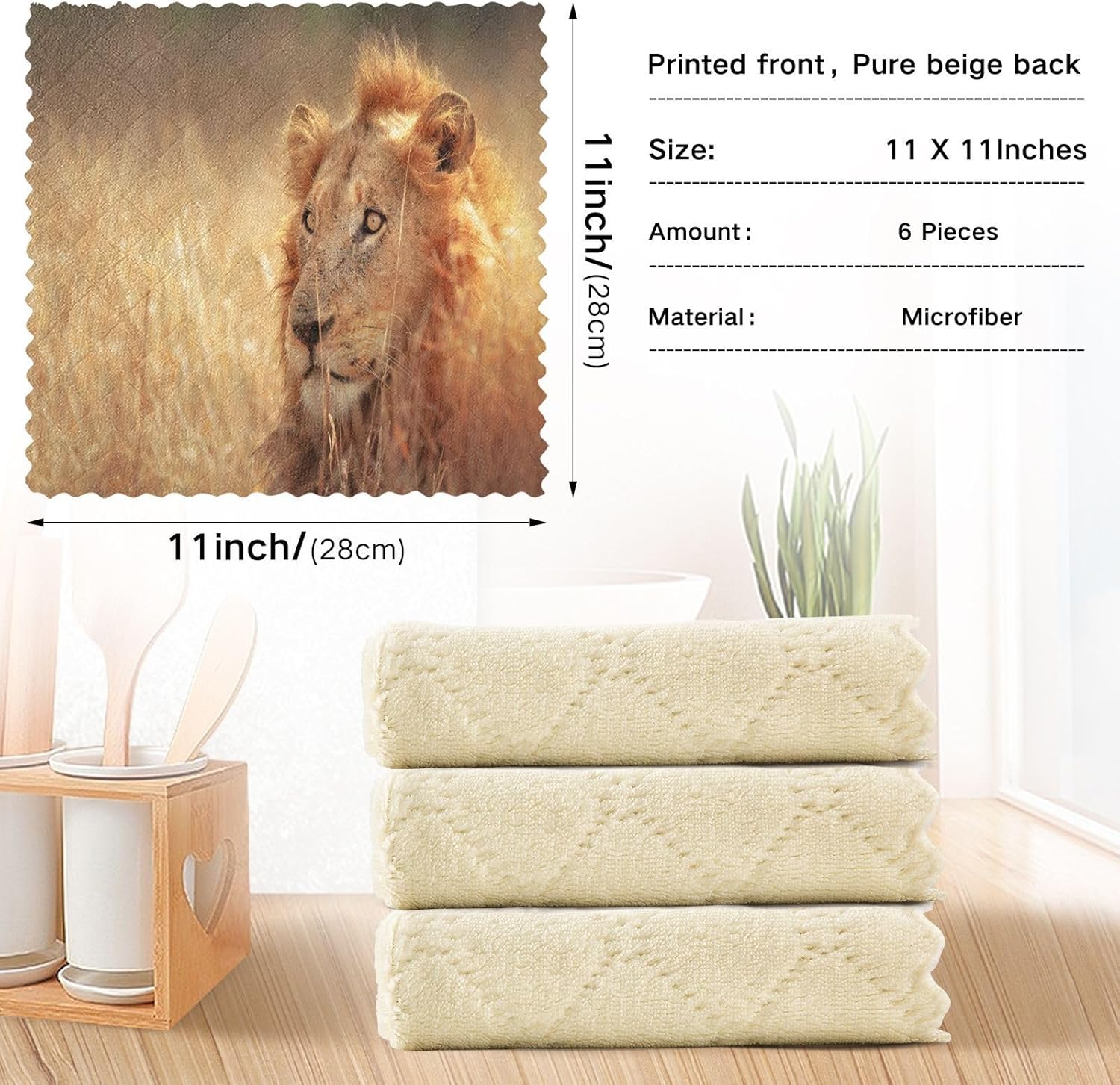 ALAZA South Africa Lion – Juego de 6 paños de cocina, paños de cocina lavables de secado rápido, paño de limpieza reutilizable, 11 x 11 pulgadas
