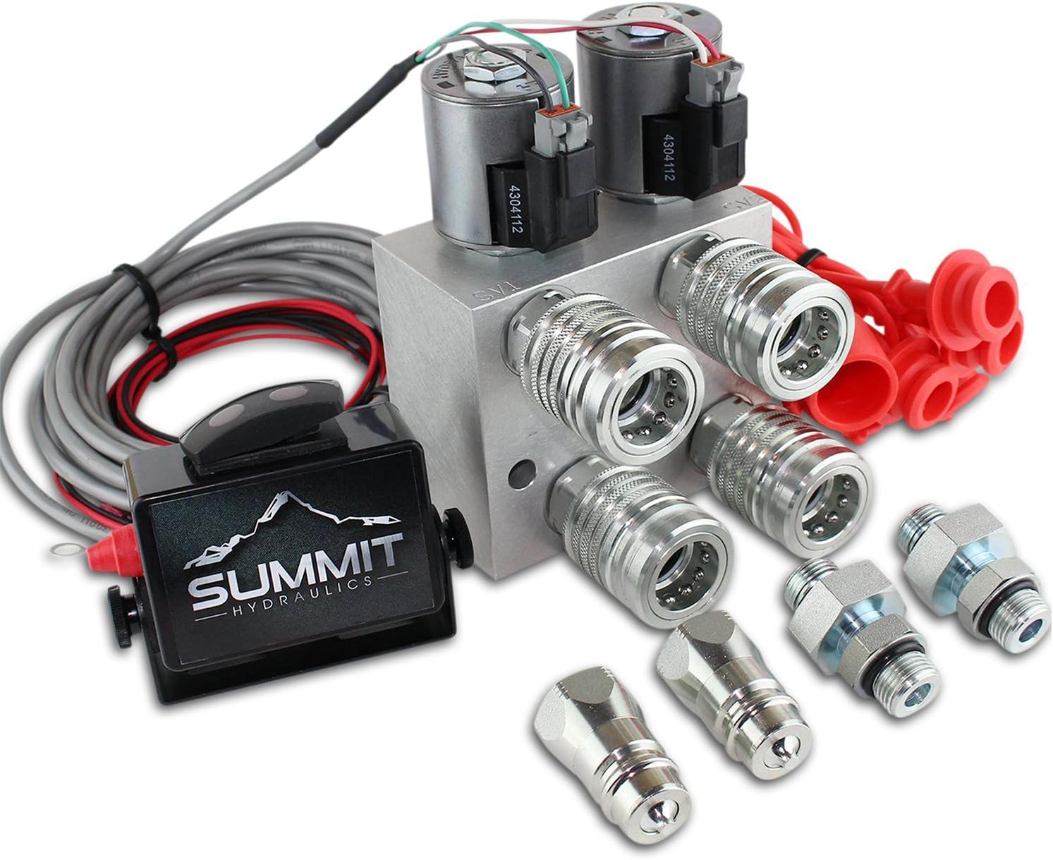 Multiplicador hidráulico SCV, Kit de desviadordivisor de válvula múltiple con acopladores y control de caja de interruptor, transforme 1 circuito en