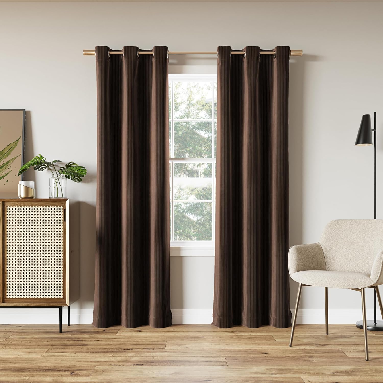 Sun Zero Scarlett – Juego de 2 paneles de cortinas opacas plisadas de terciopelo que reducen el ruido, 40 x 84 pulgadas, marrón chocolate